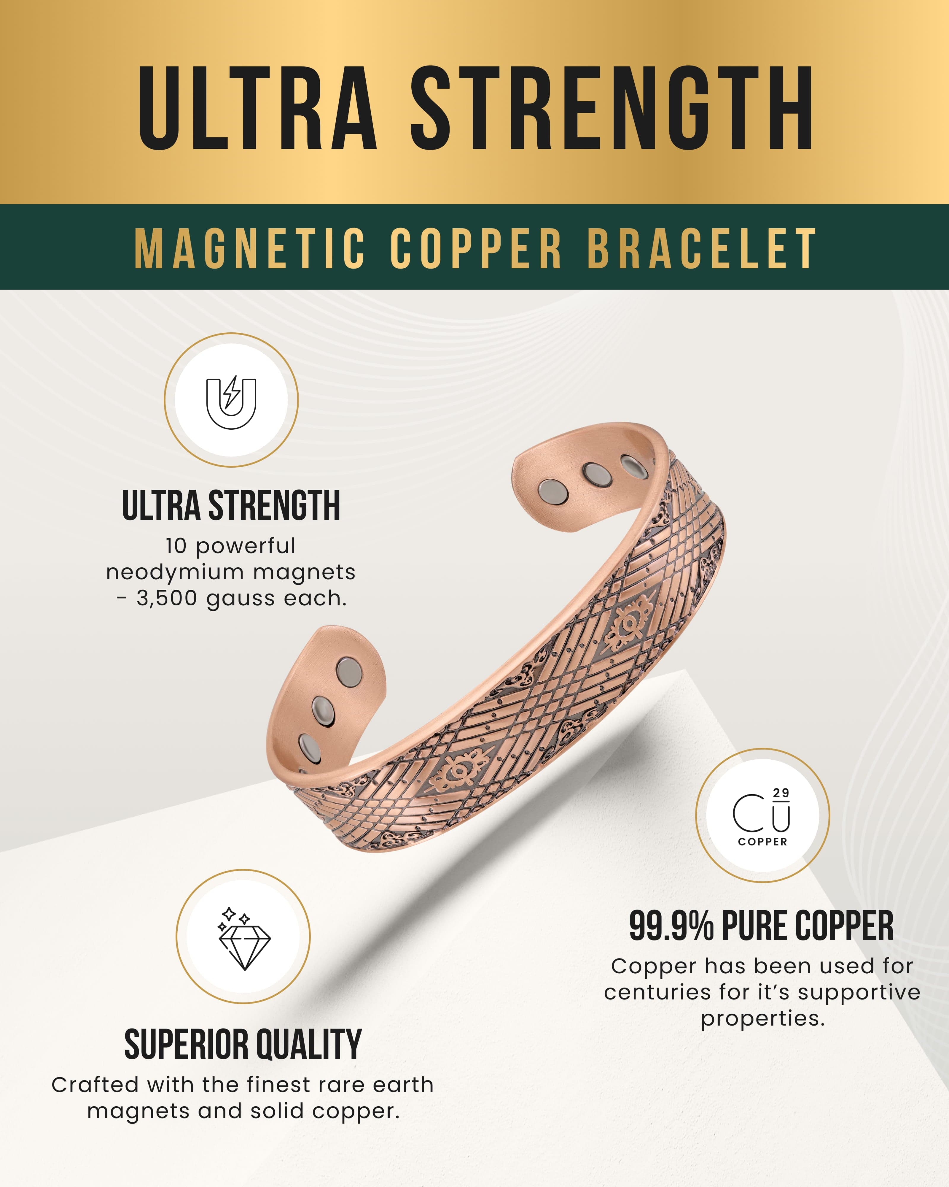 Geprägter keltischer Nebel Magnetisches Kupferarmband Manschette für Herren