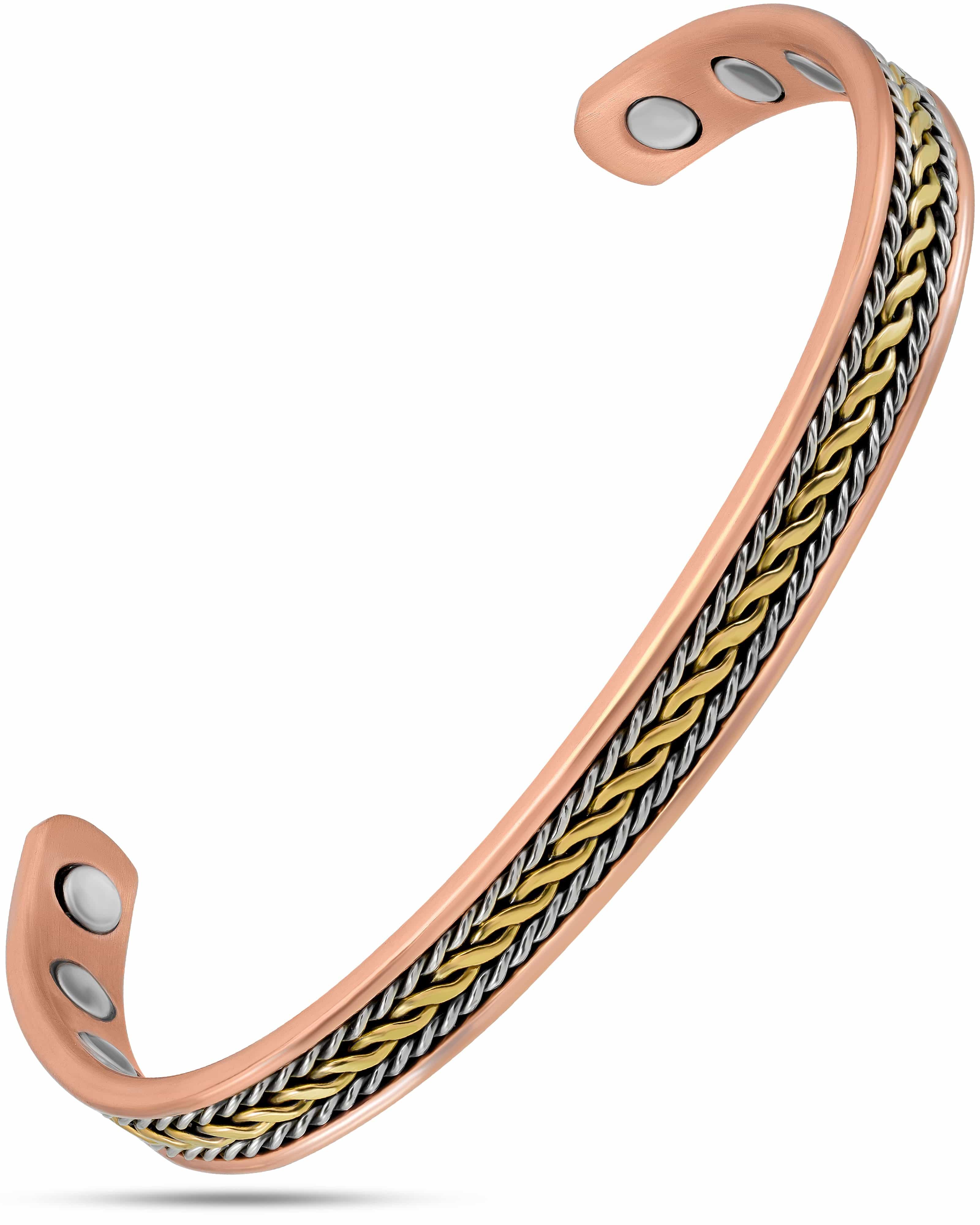 Damen Inlay Silber & Gold Draht Kupfer Magnetfeldtherapie Armband Armreif