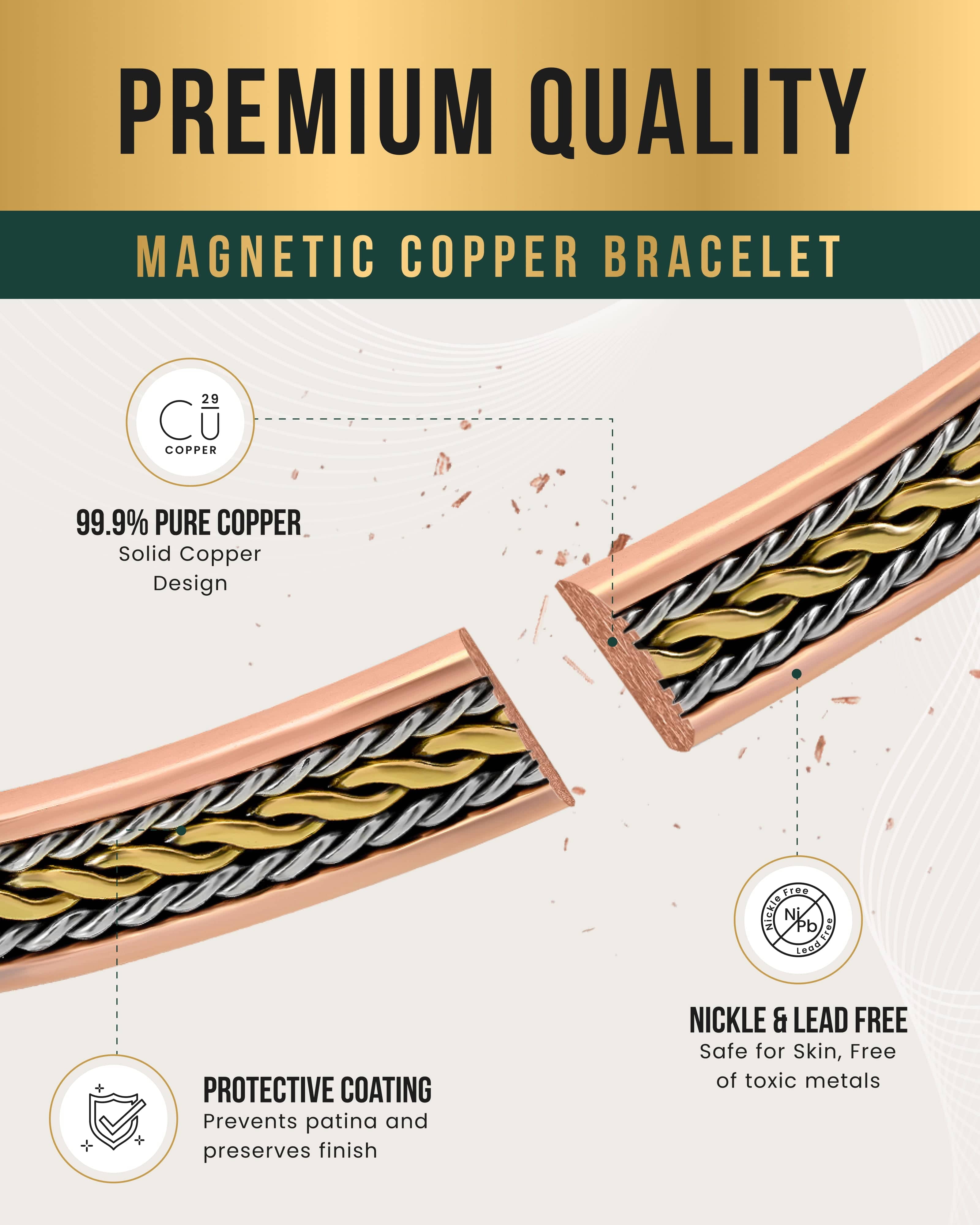 Damen Inlay Silber & Gold Draht Kupfer Magnetfeldtherapie Armband Armreif