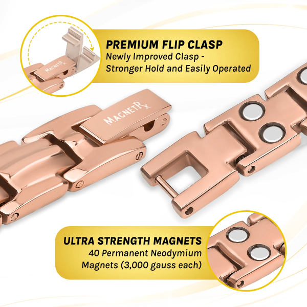 Damen Ultra Stärke Magnetfeldtherapie Armband Roségold Titan