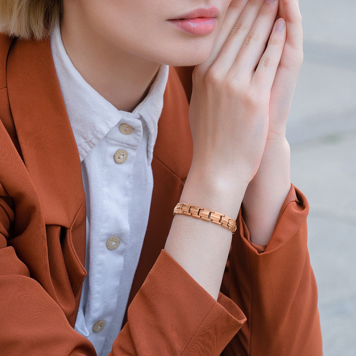 Damen Ultra Stärke Magnetfeldtherapie Armband Roségold Titan