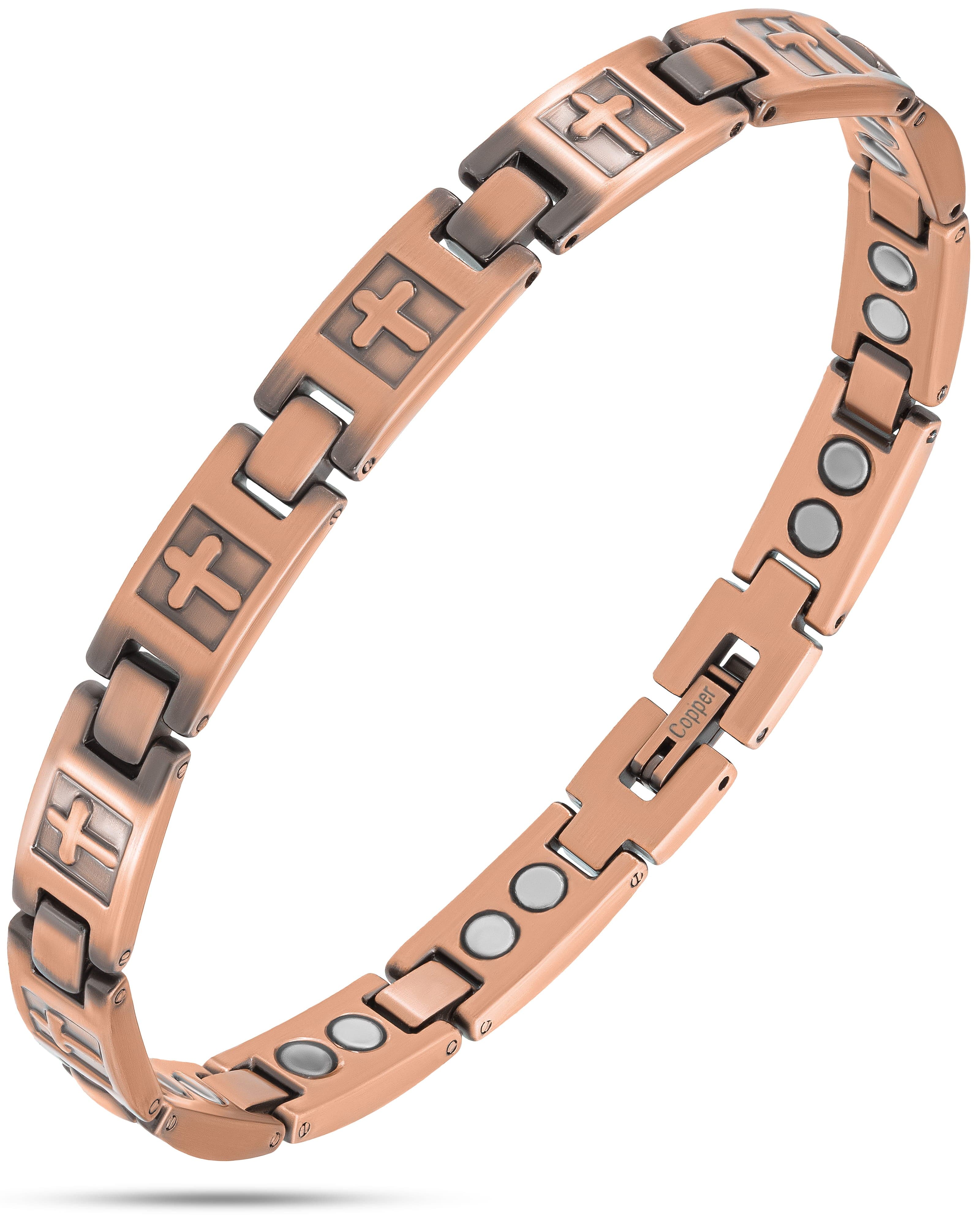 Magnetisches Damenarmband aus reinem Kupfer – ultrastark (Kreuz)
