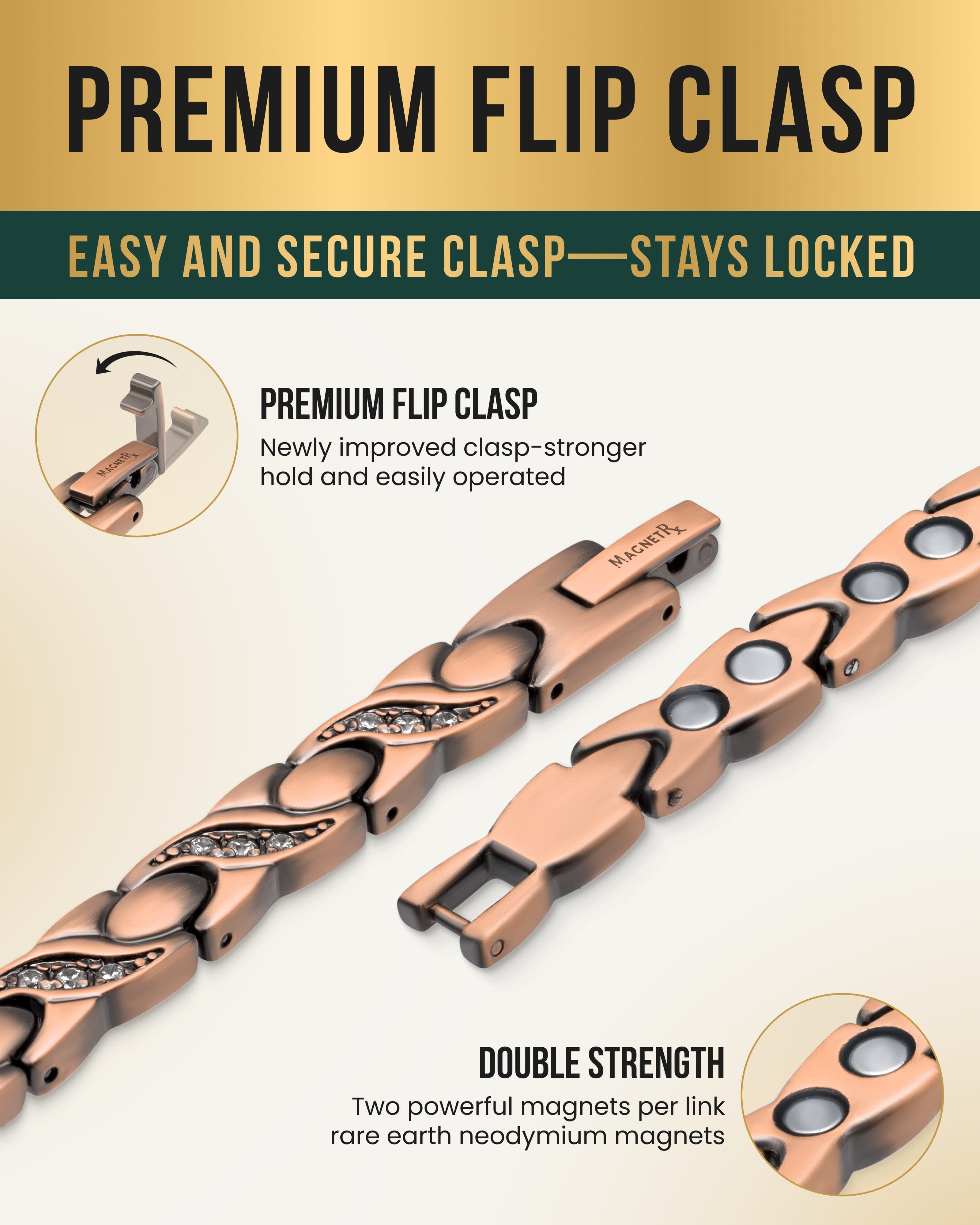 Magnetisches Kupferarmband für Damen, extra stark (Crystal XO)