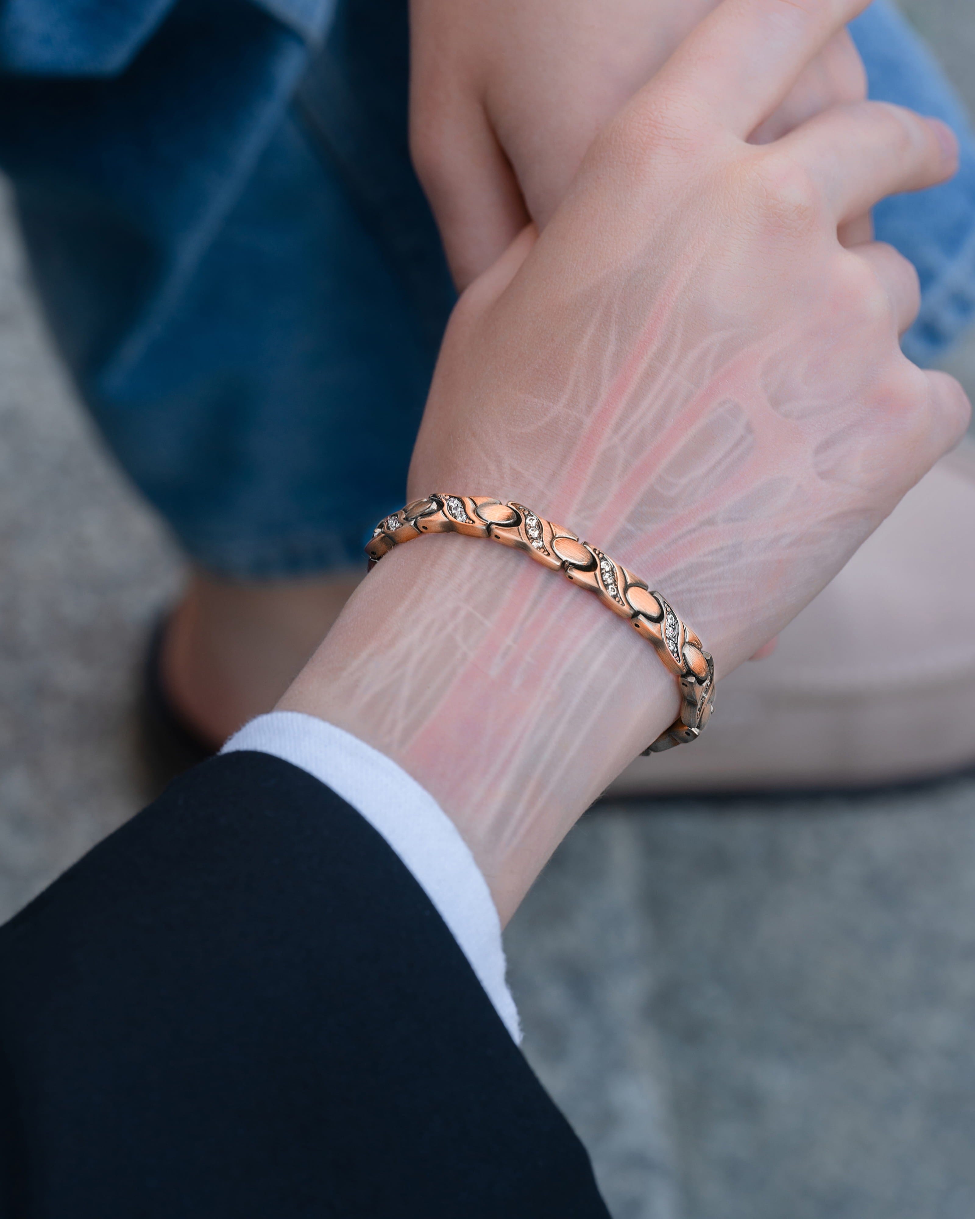 Magnetisches Kupferarmband für Damen, extra stark (Crystal XO)
