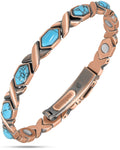 Bracelet magnétique en cuivre pur ultra-résistant pour femme (Turquoise XO)