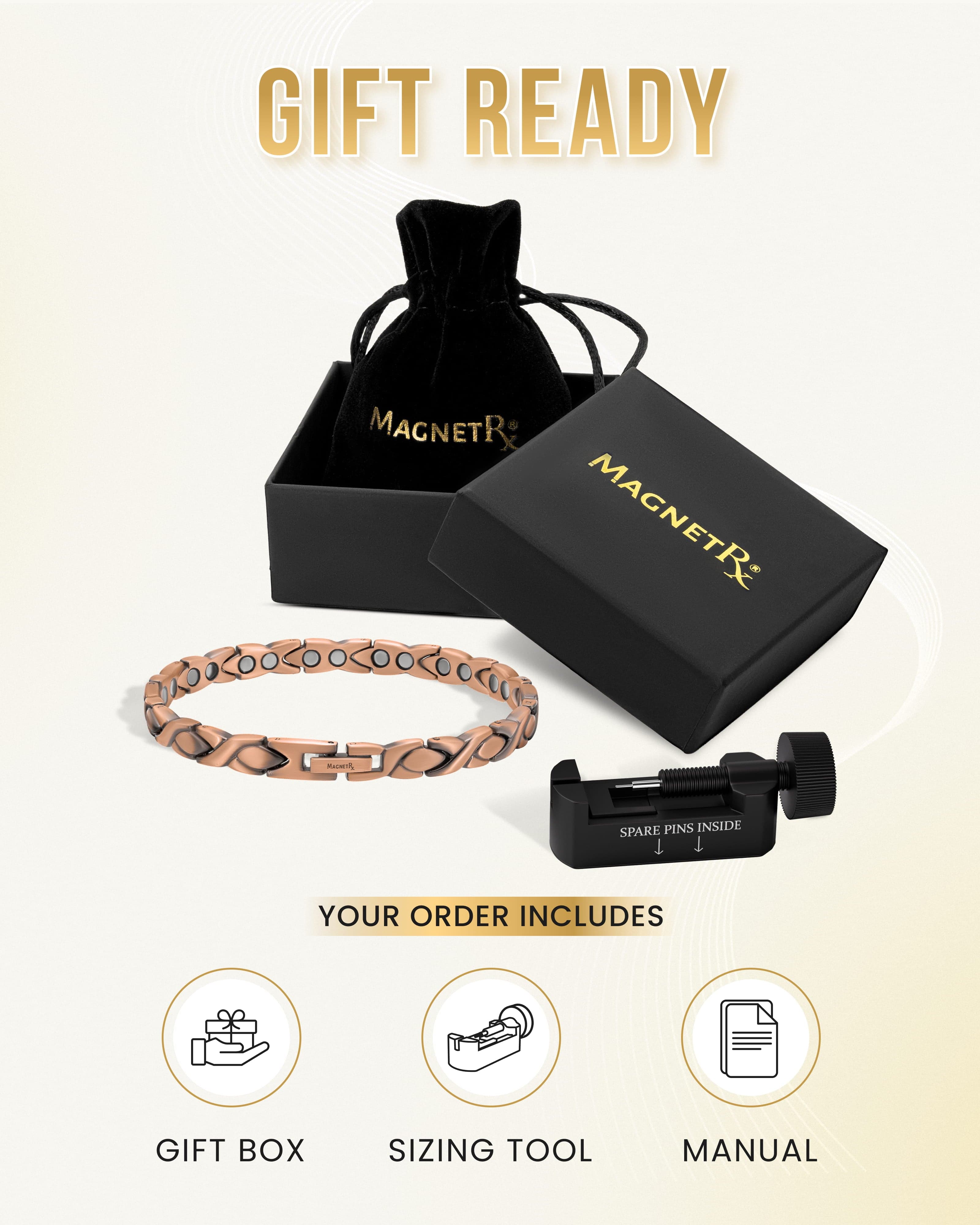 Bracelet de magnétothérapie en cuivre pur ultra-résistant pour femmes (XO)