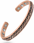 Bracelet jonc magnétique en cuivre incrusté et tressé pour hommes et femmes