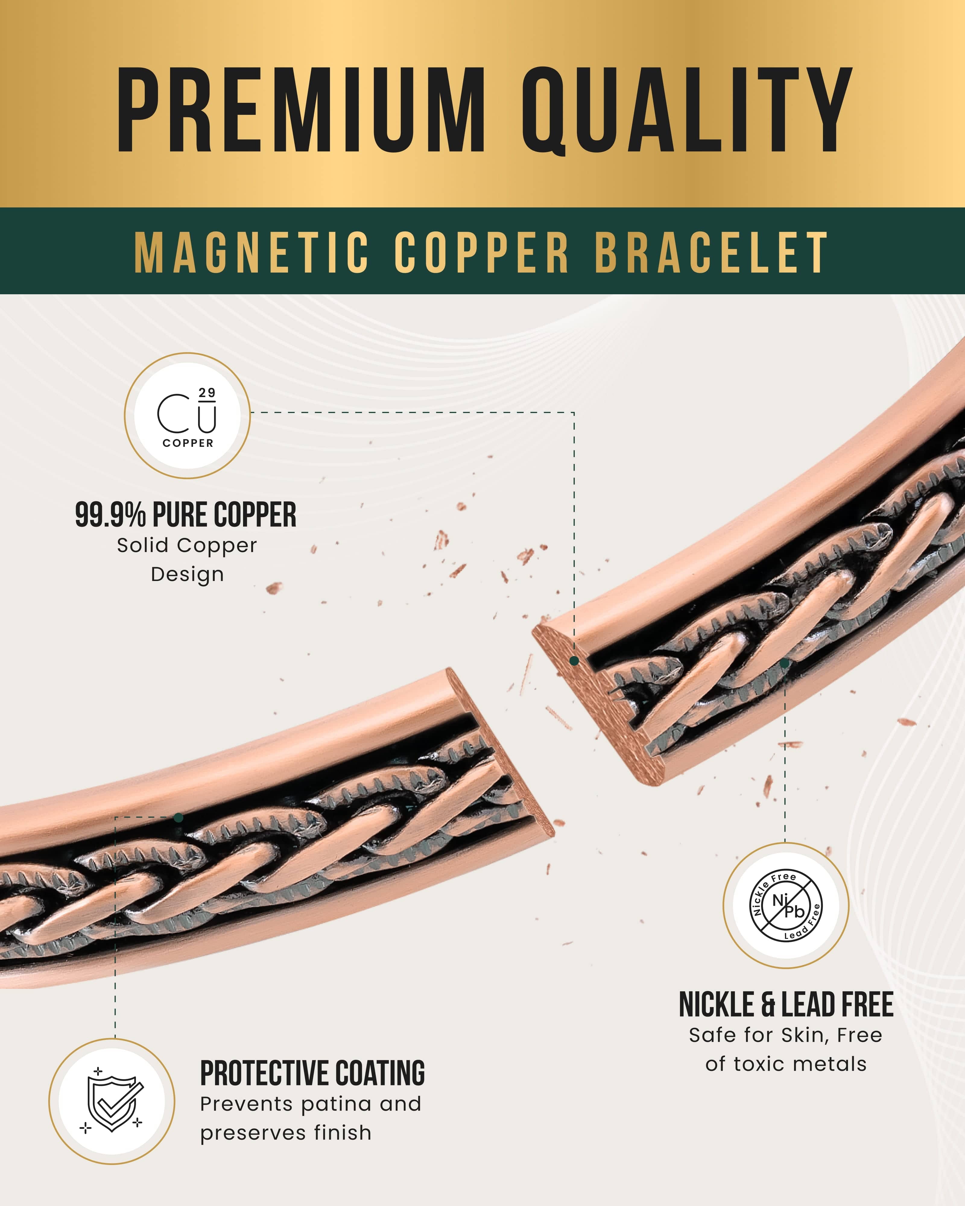 Geflochtenes Inlay Kupfer Magnetarmband Armreif für Damen & Herren