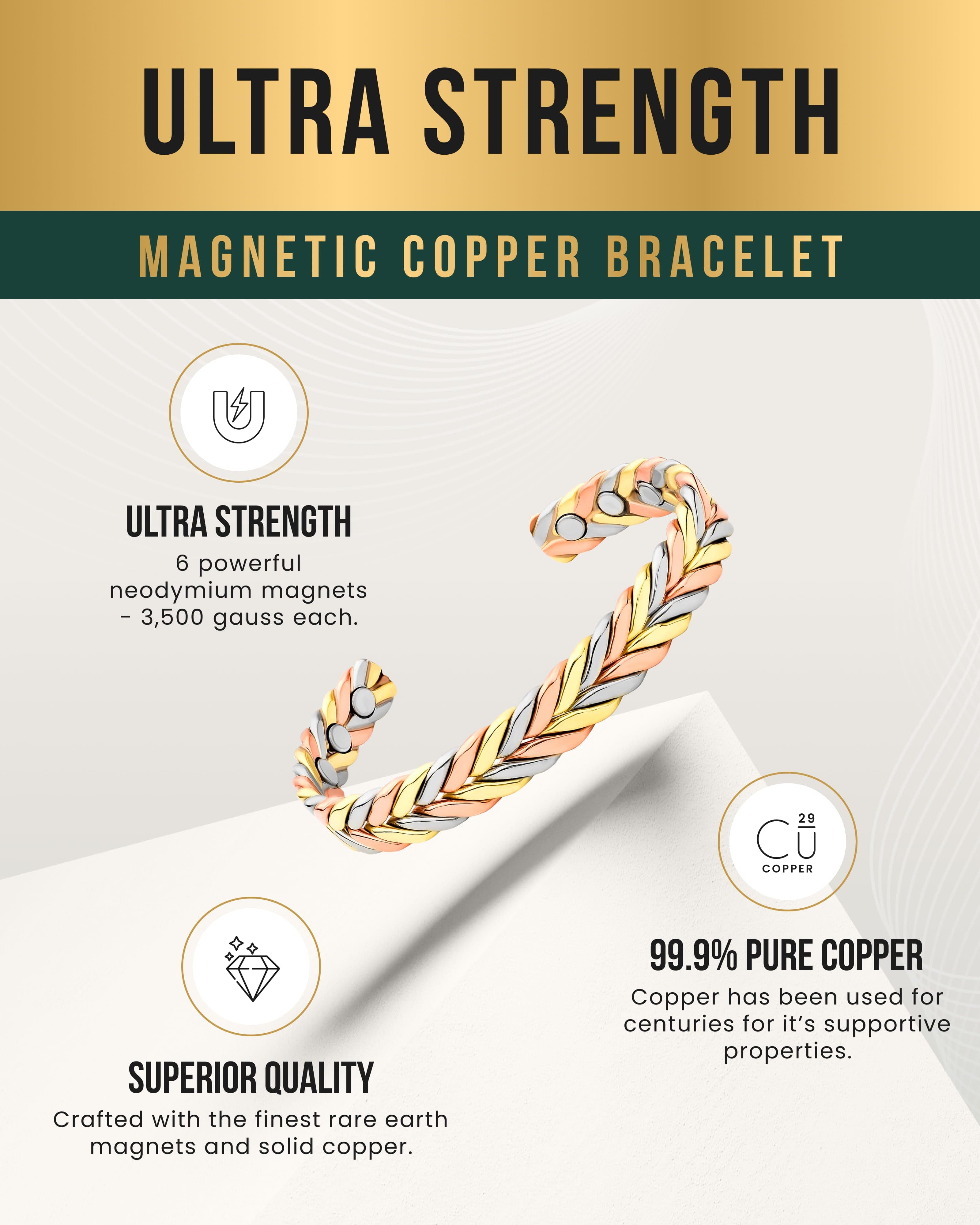 Gewebte Tri-Tone Magnetarmband-Manschette