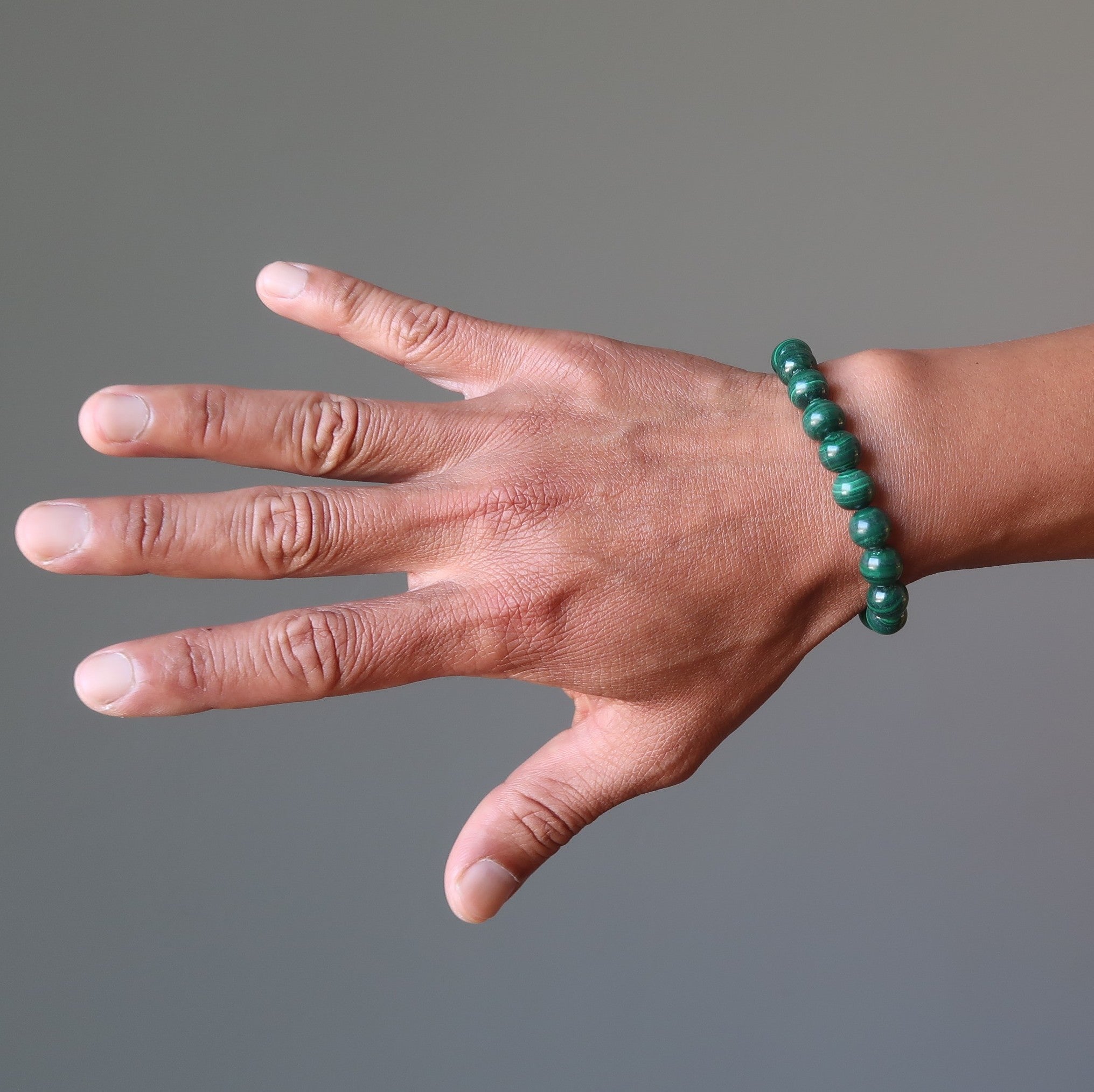 Bracelet en malachite, pierre d'un vert intense