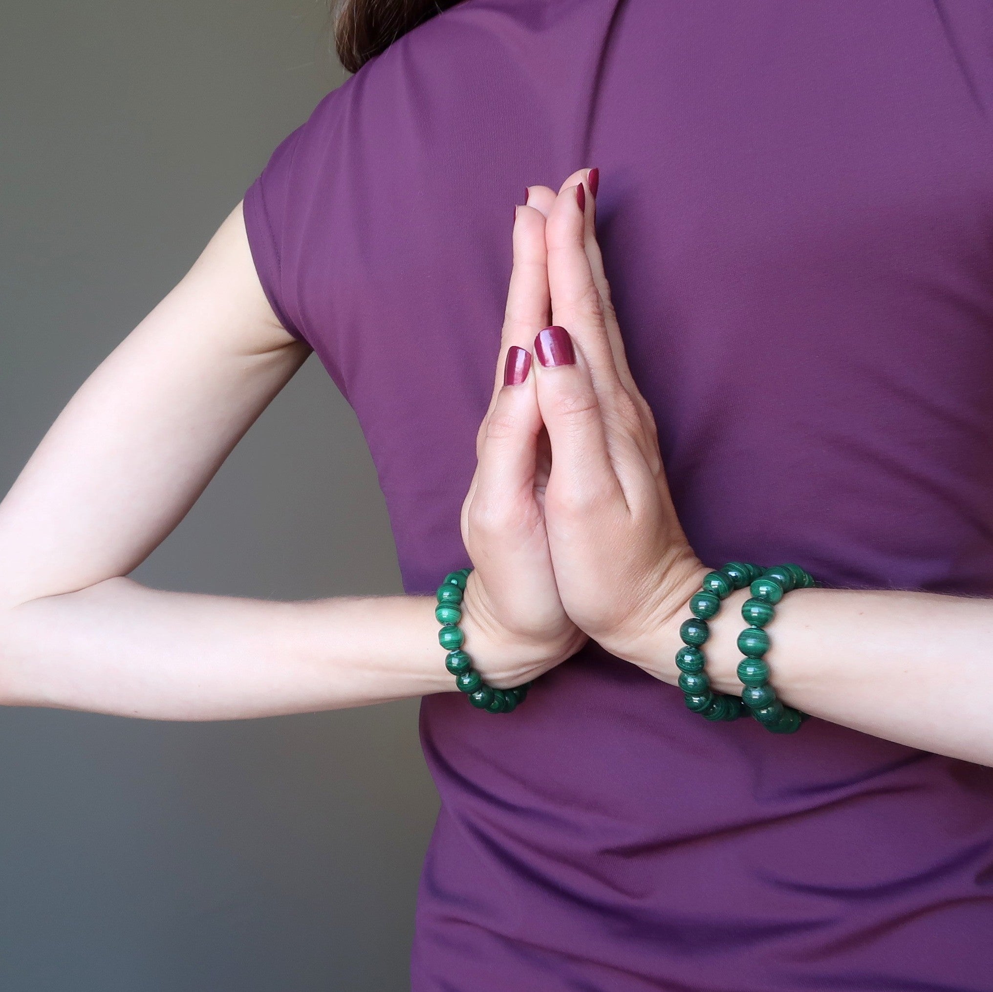 Bracelet en malachite, pierre d'un vert intense