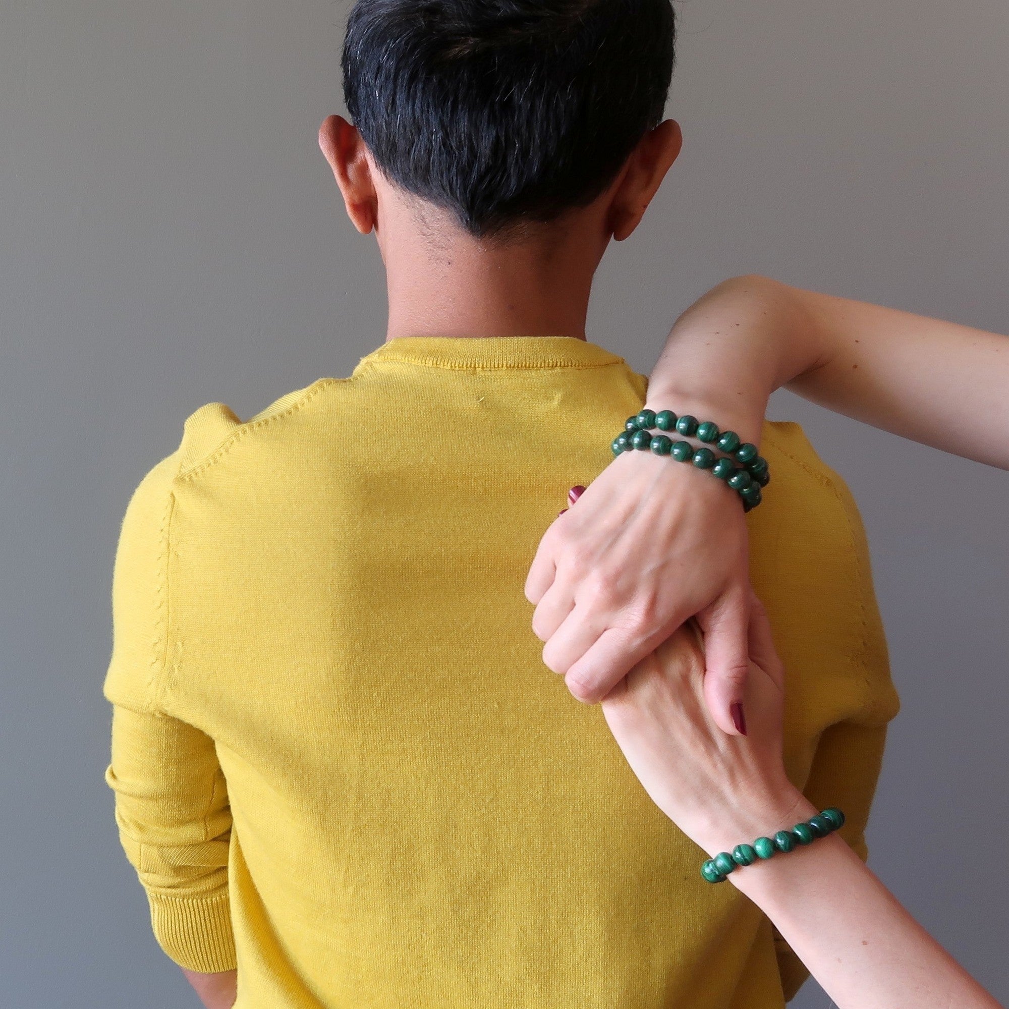 Bracelet en malachite, pierre d'un vert intense