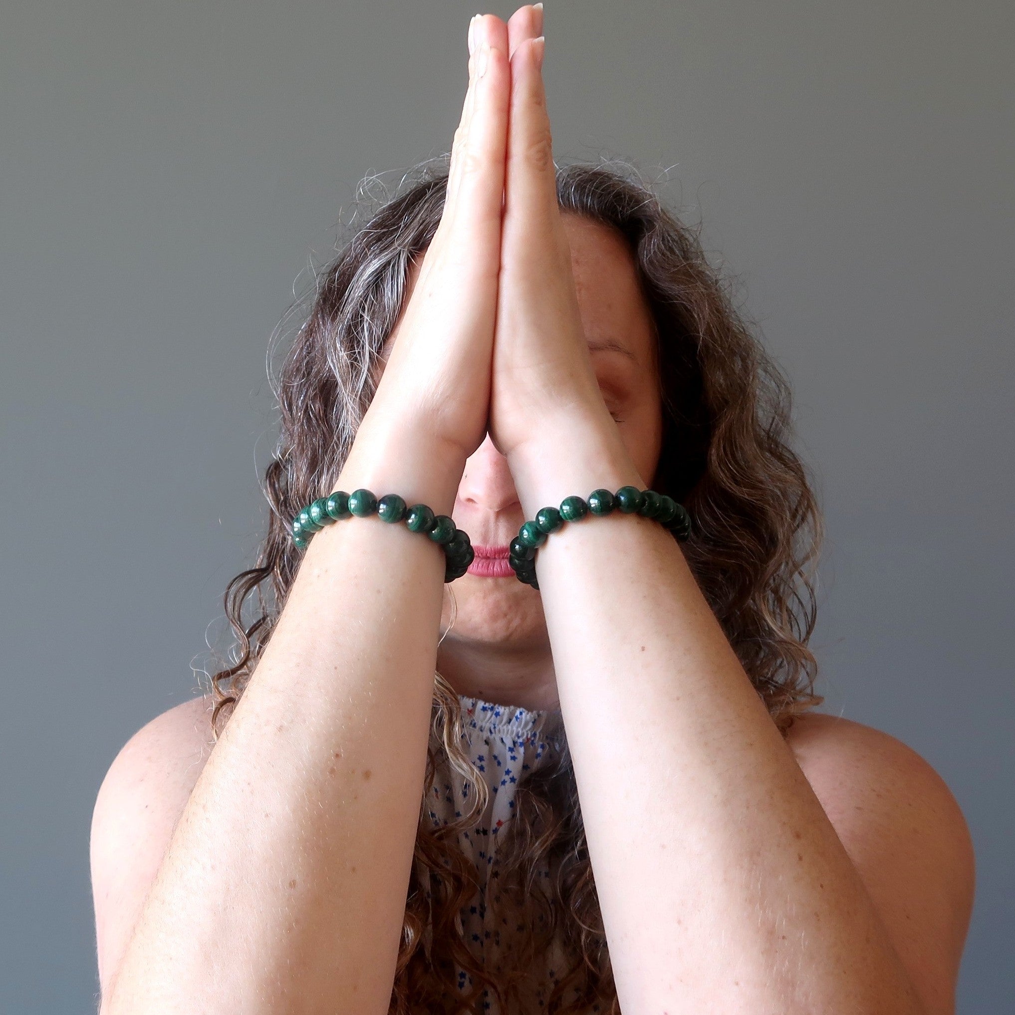 Bracelet en malachite, pierre d'un vert intense
