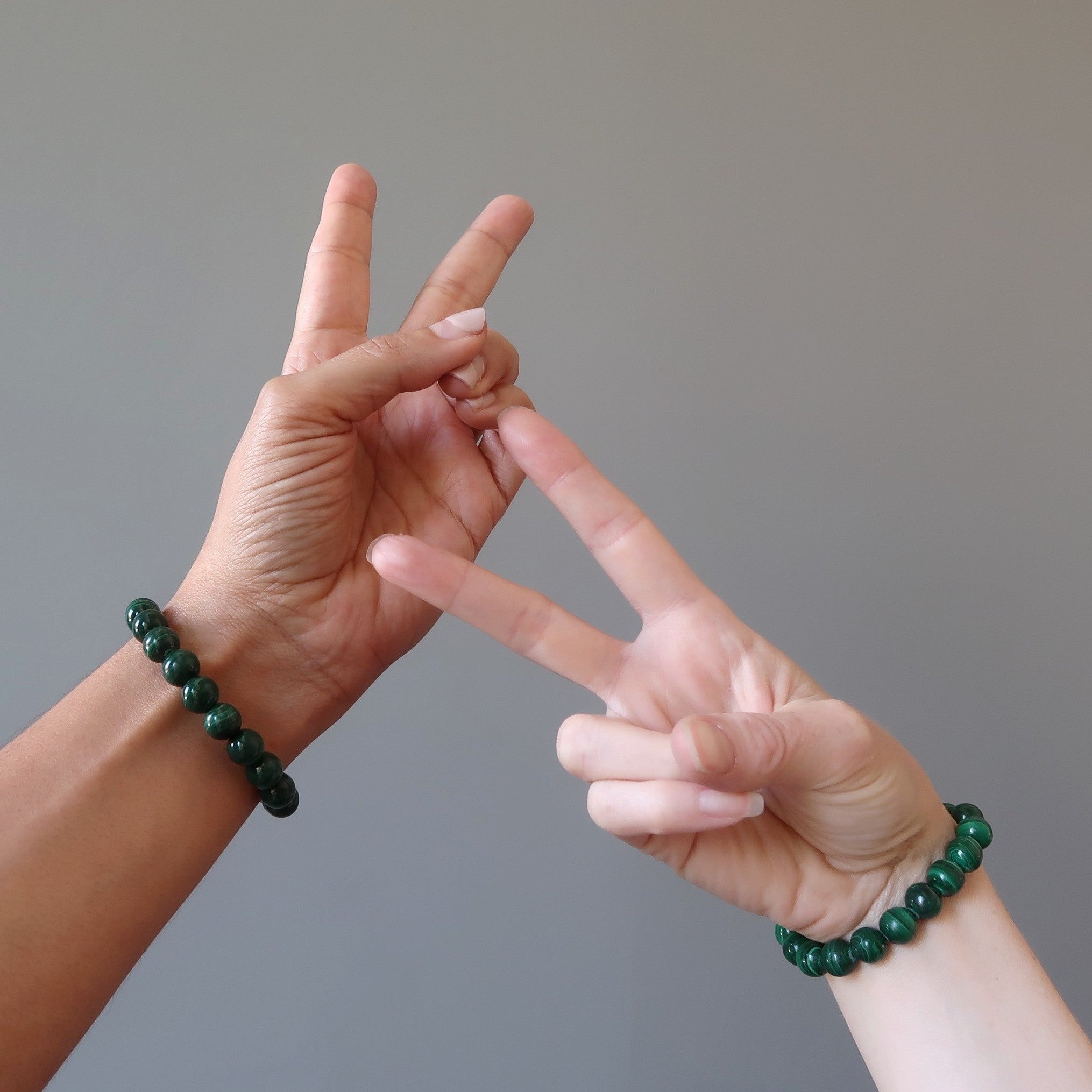 Bracelet en malachite, pierre d'un vert intense