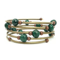 Malachite Bracelet Love Accordion Memory Wire Coil