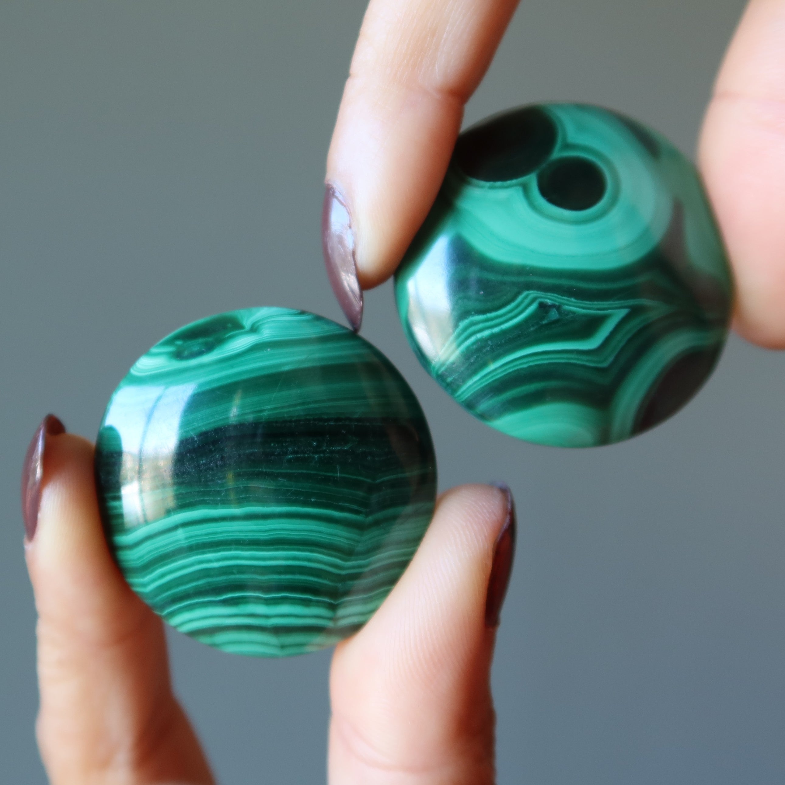 Malachite Grid Crystal Round Green Abundance Stone