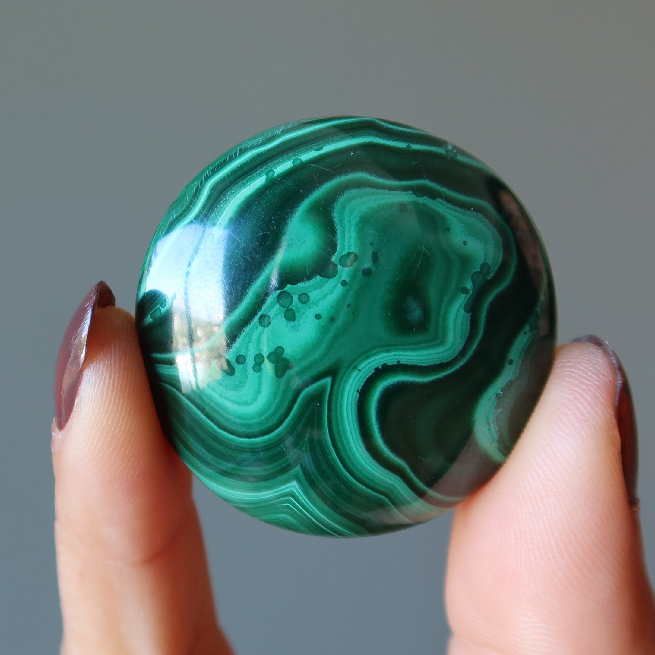 Malachite Grid Crystal Round Green Abundance Stone
