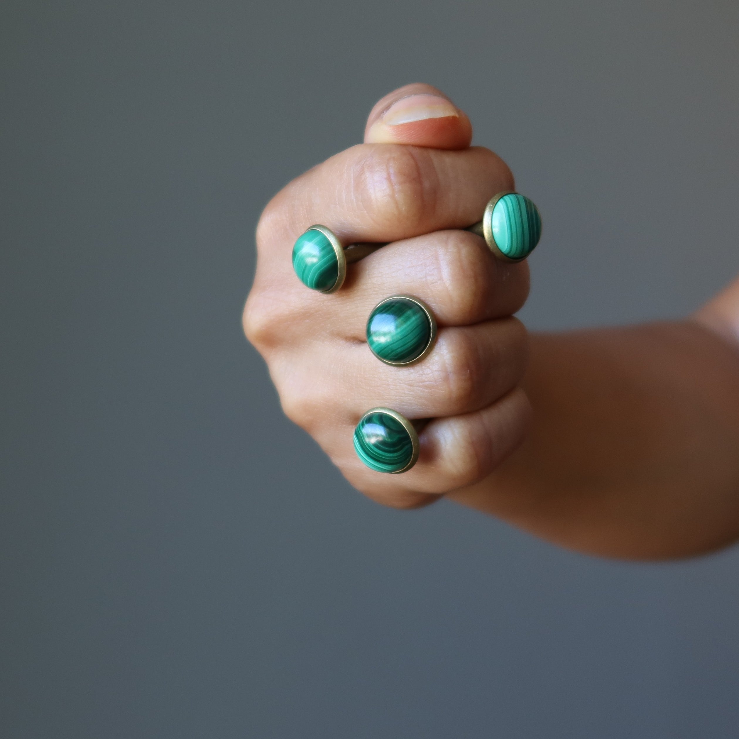 Malachite Cufflinks Green Polished Antiqued Bronze