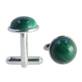 Boutons de manchette malachite verts World Traveler argentés