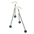 Boucles d'oreilles malachite Double Trouble longue chaîne