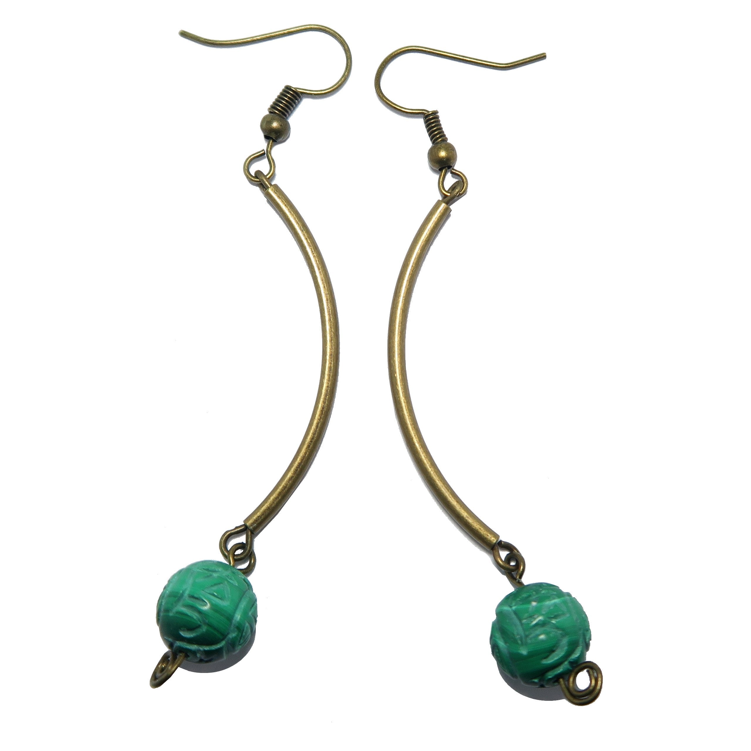 Malachite Earrings Green Emerald Isle Curves