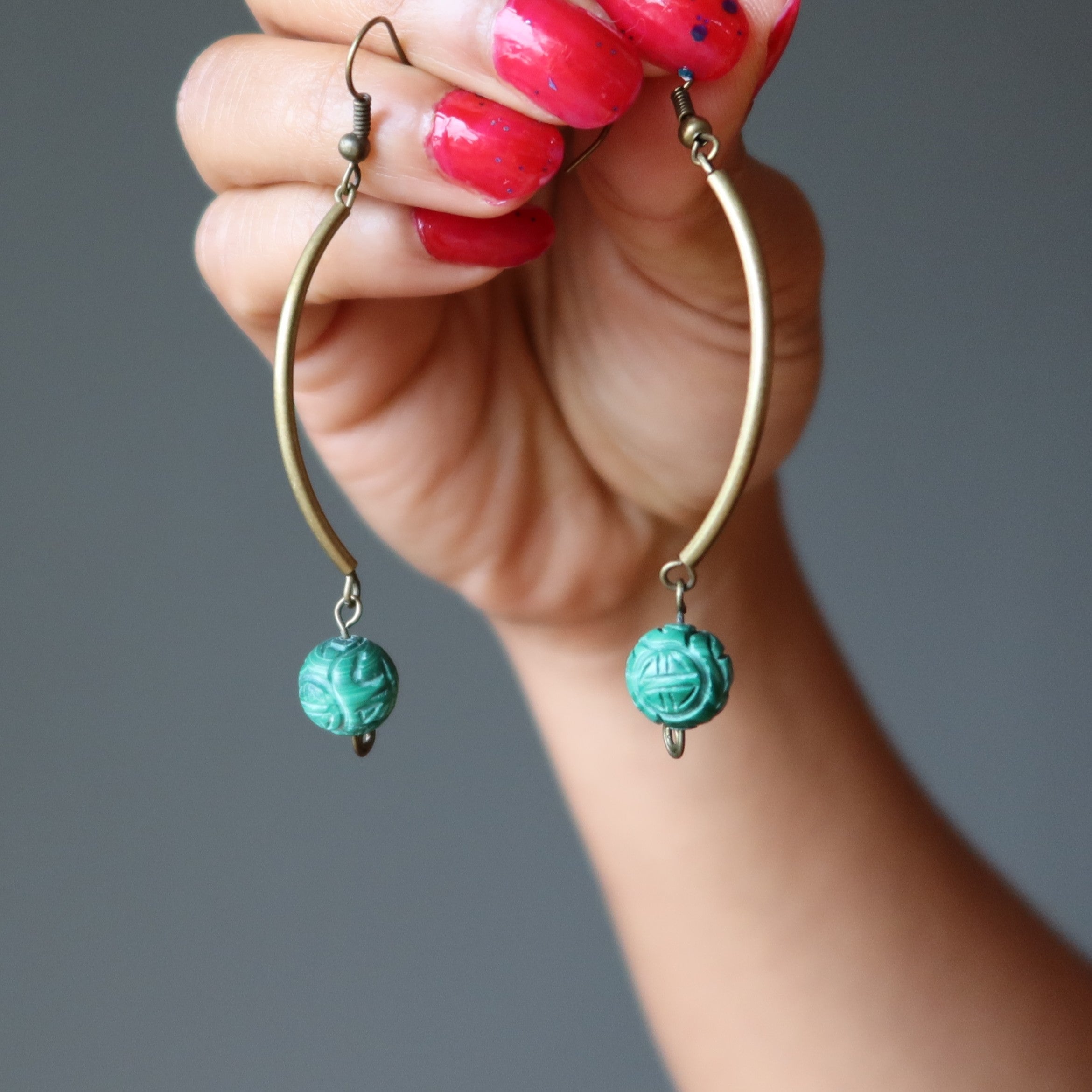 Malachite Earrings Green Emerald Isle Curves