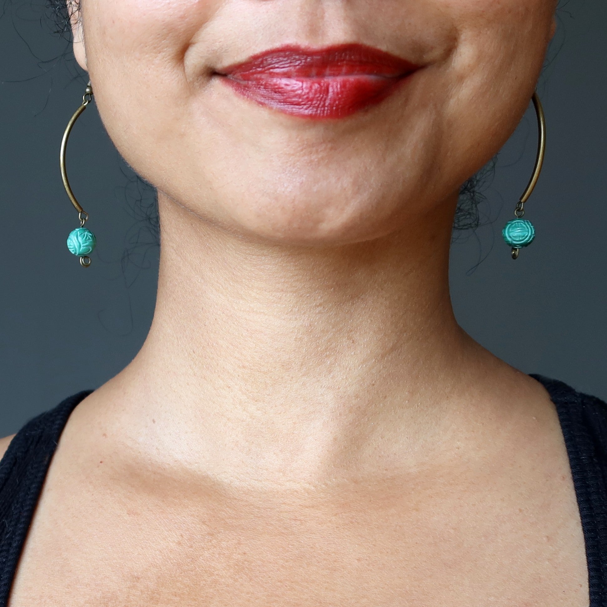 Malachite Earrings Green Emerald Isle Curves