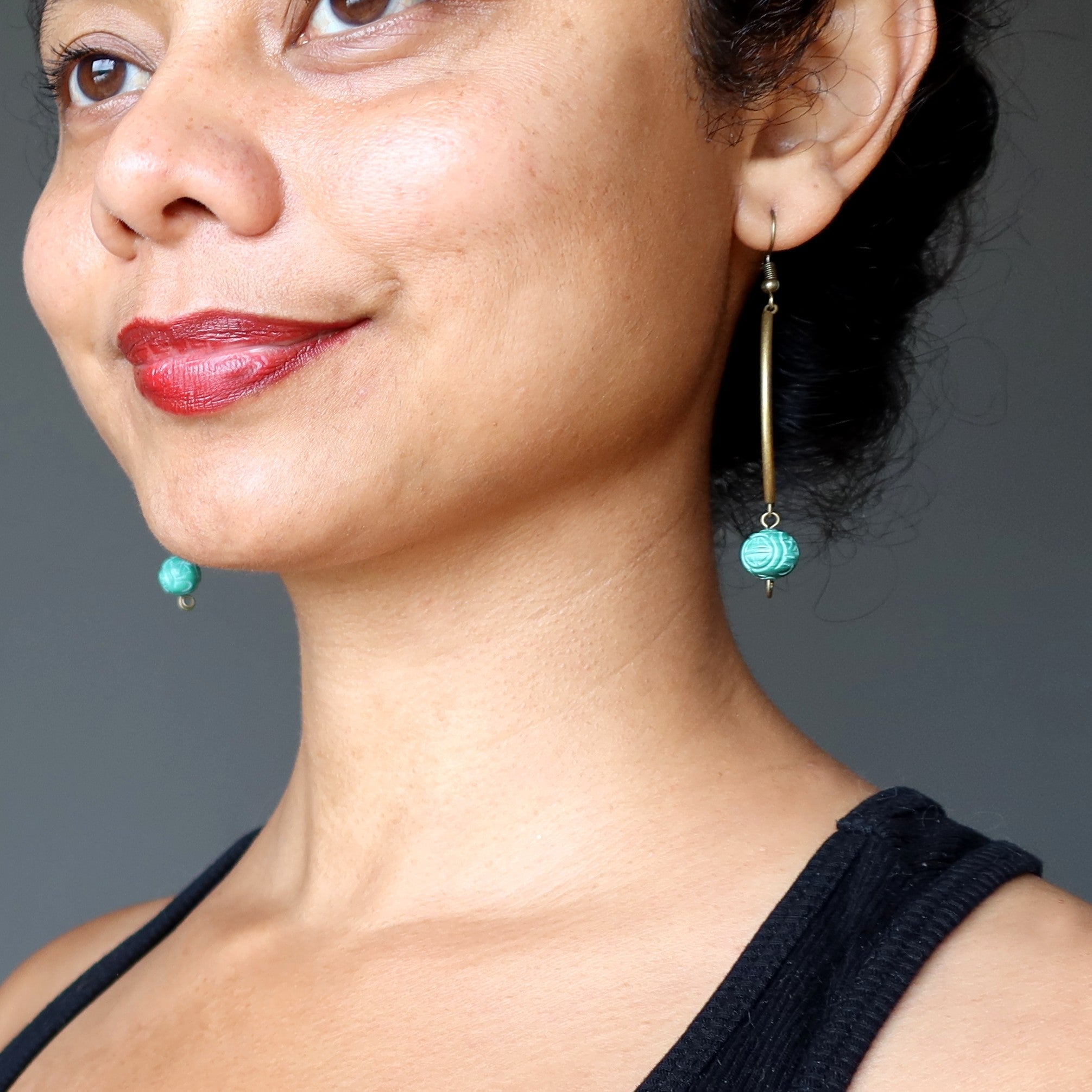 Malachite Earrings Green Emerald Isle Curves