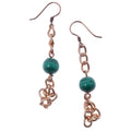 Boucles d'oreilles malachite Pierre de confiance Chaîne en cuivre