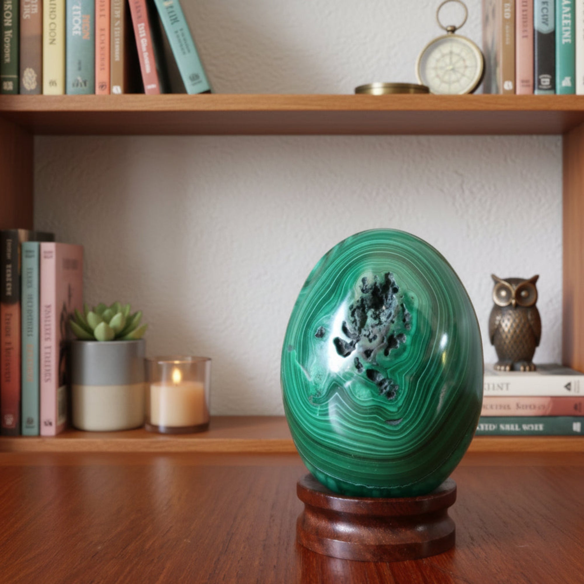 Malachite Egg My Vivid Green Garden of Life Spring Crystal