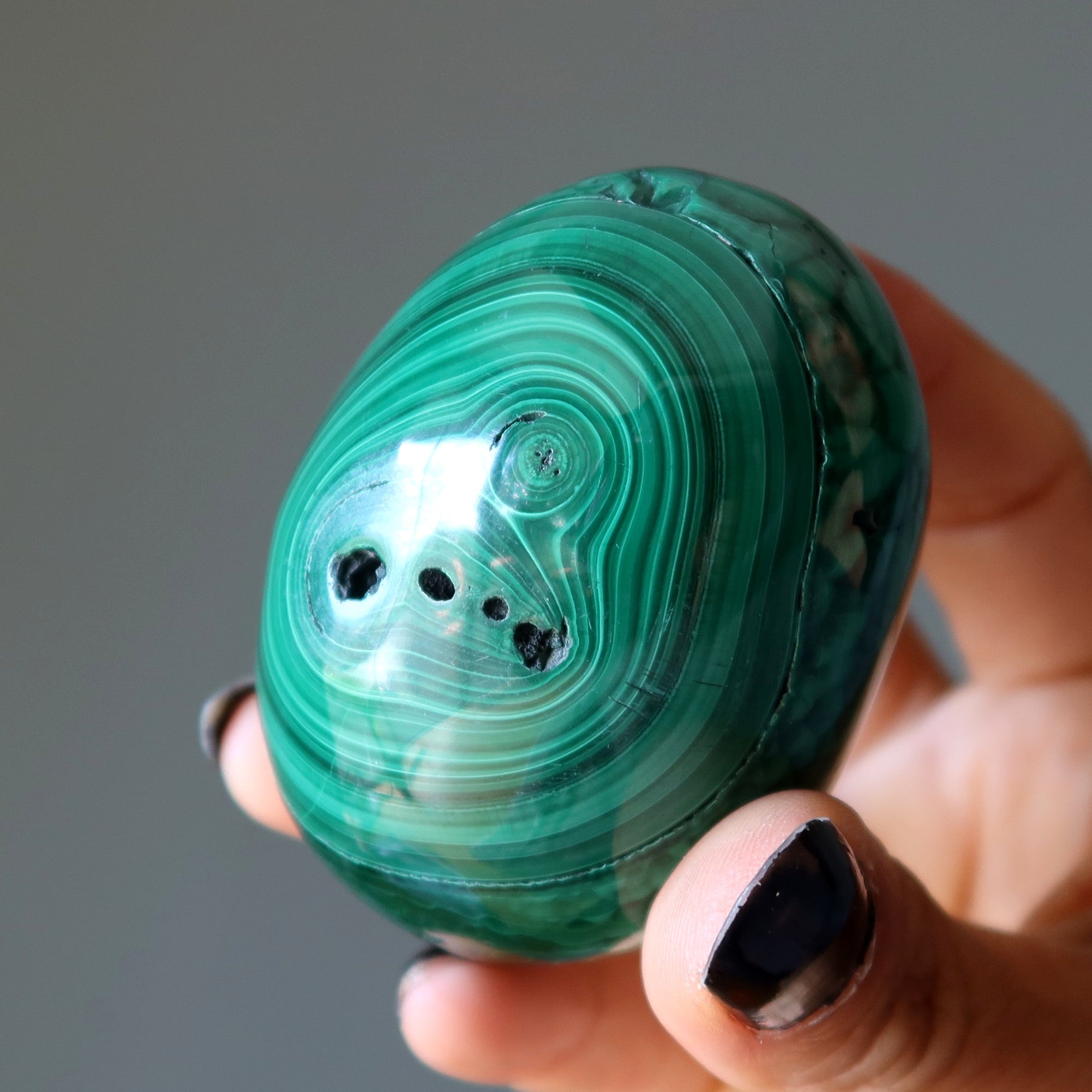 Malachite Egg My Vivid Green Garden of Life Spring Crystal