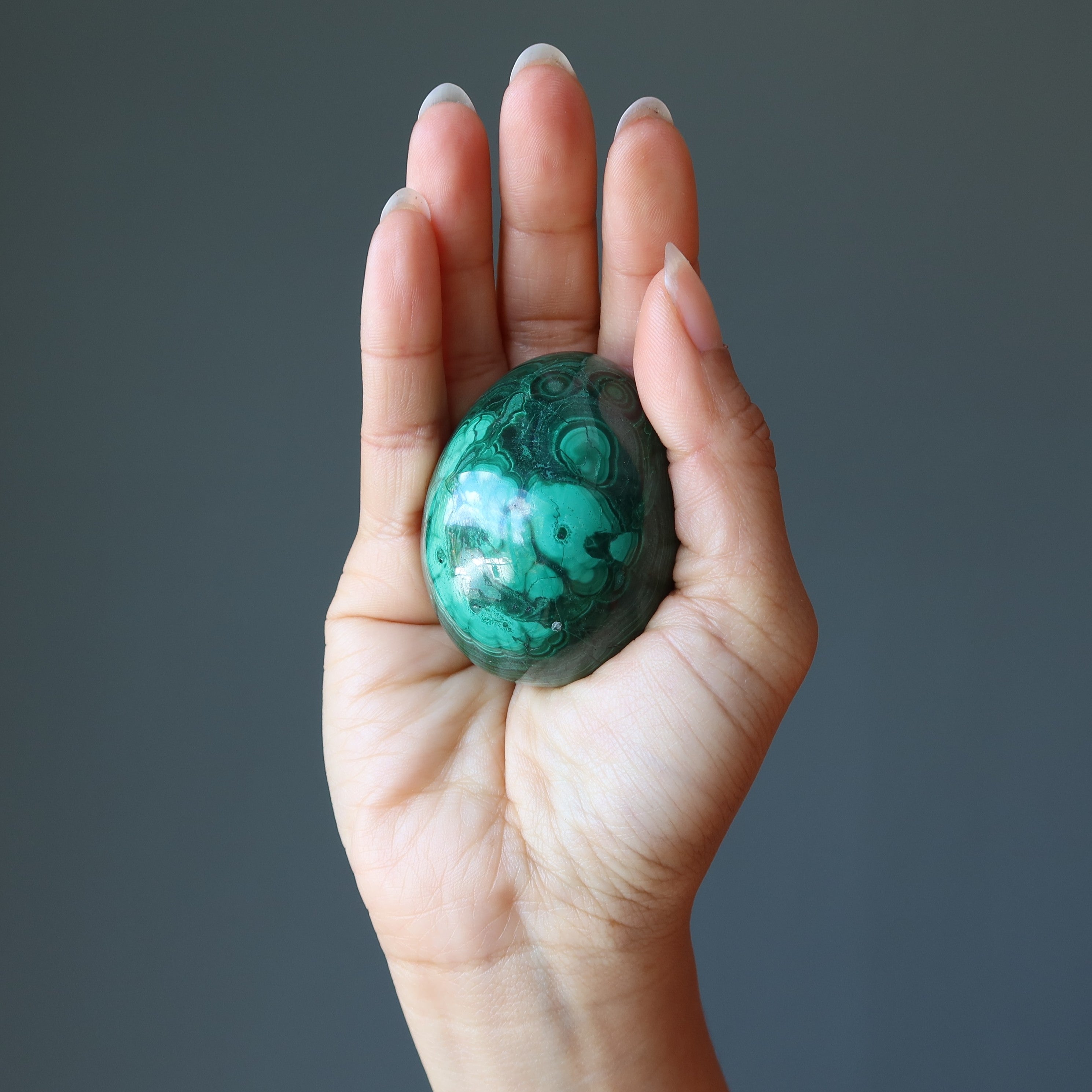 Malachite Egg My Vivid Green Garden of Life Spring Crystal