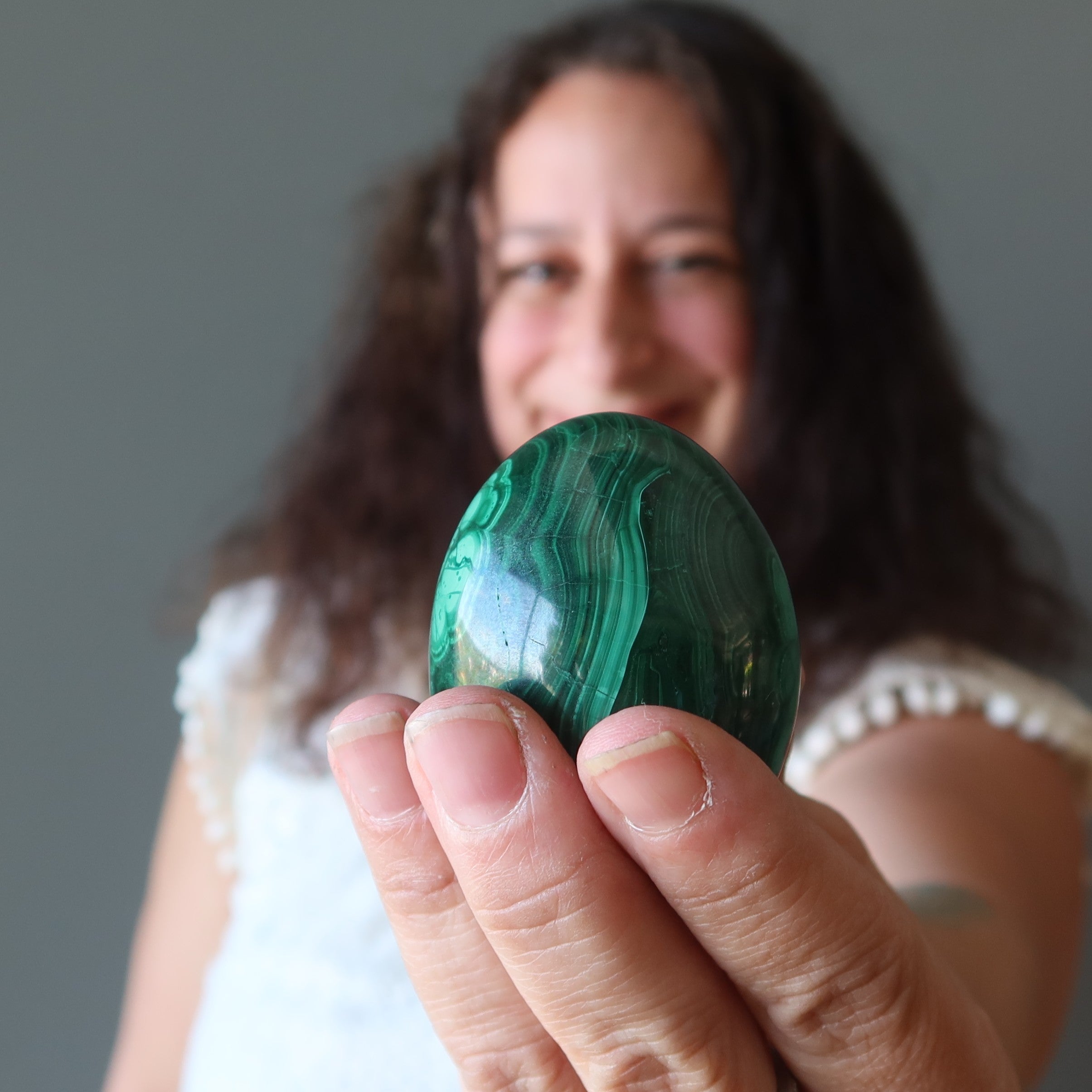 Malachite Egg My Vivid Green Garden of Life Spring Crystal
