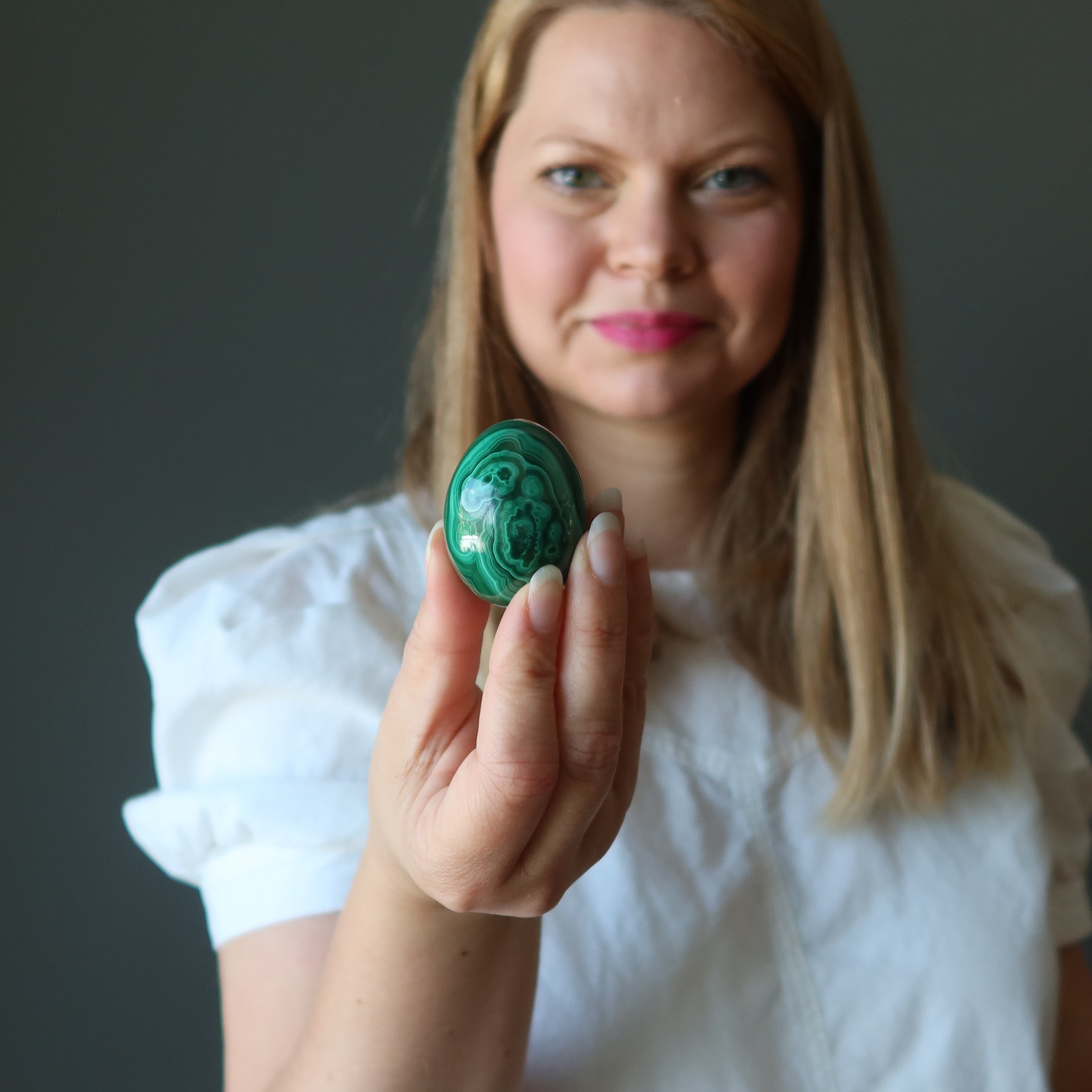 Malachite Egg My Vivid Green Garden of Life Spring Crystal