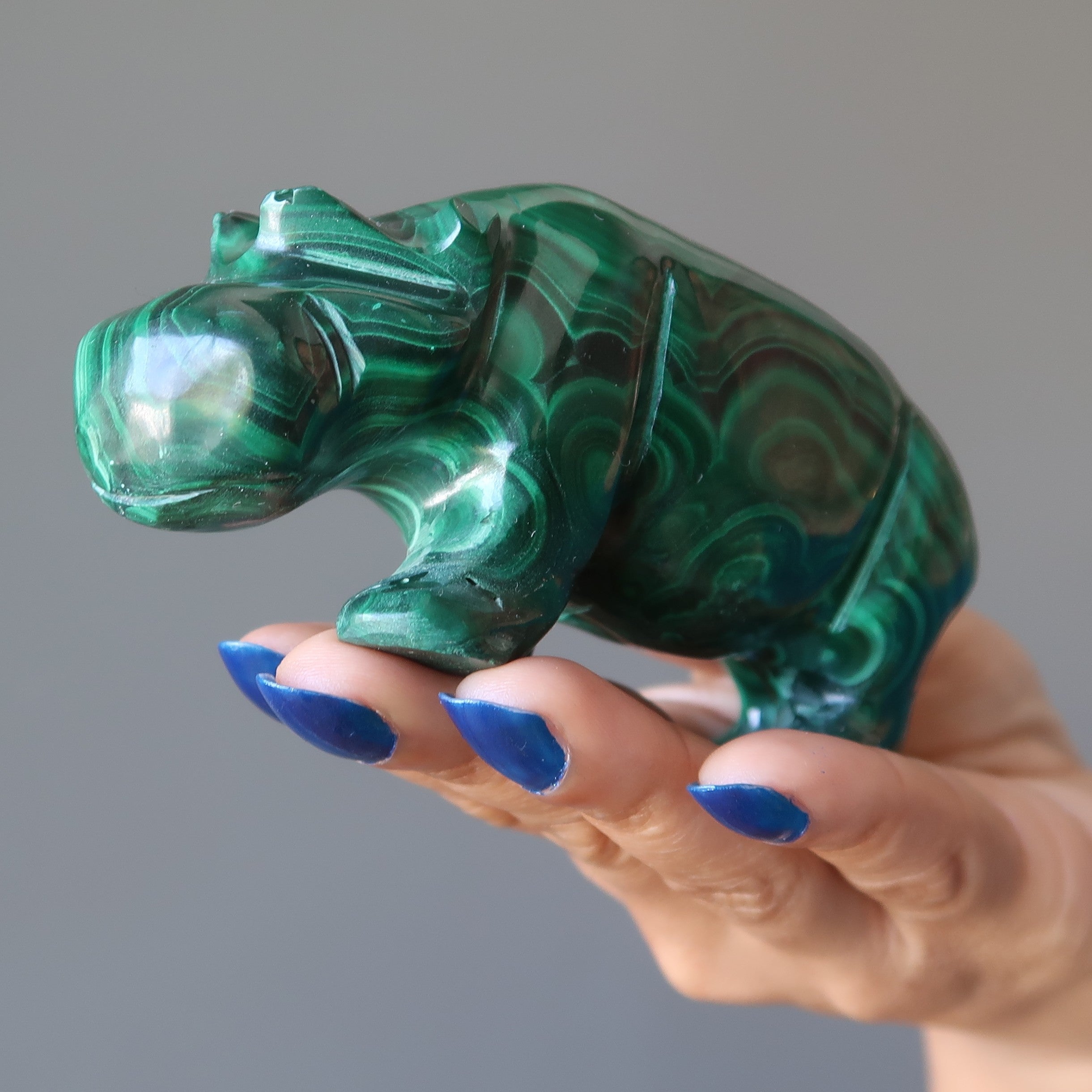 Malachite Hippo Deluxe Green Gemstone Carving Creativity