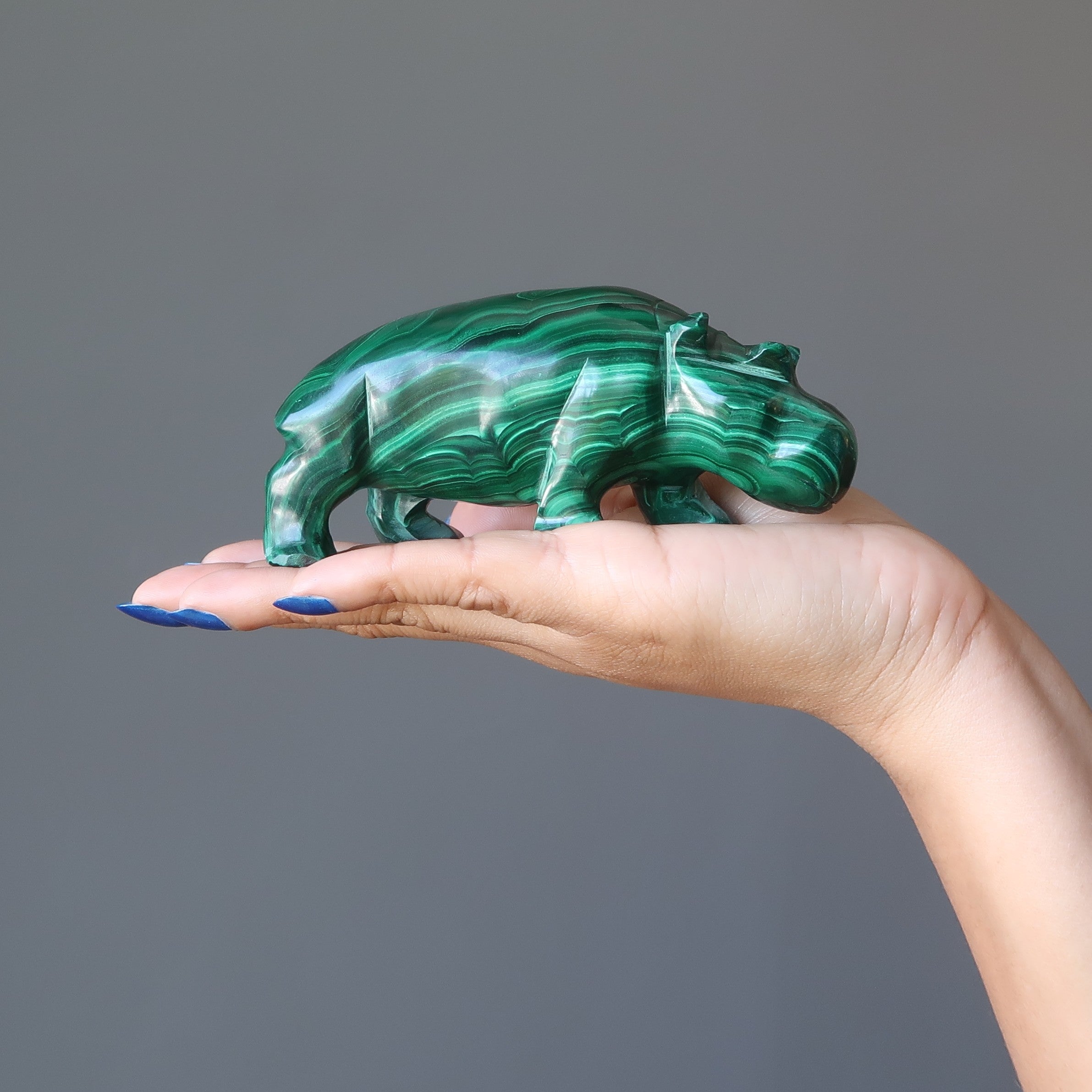 Malachite Hippo Deluxe Green Gemstone Carving Creativity