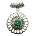 Malachite Pendant Flower Power Green Gemstone Silver