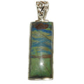 Malachite Azurite Pendant Green Gemstone Sterling Silver Rhombus