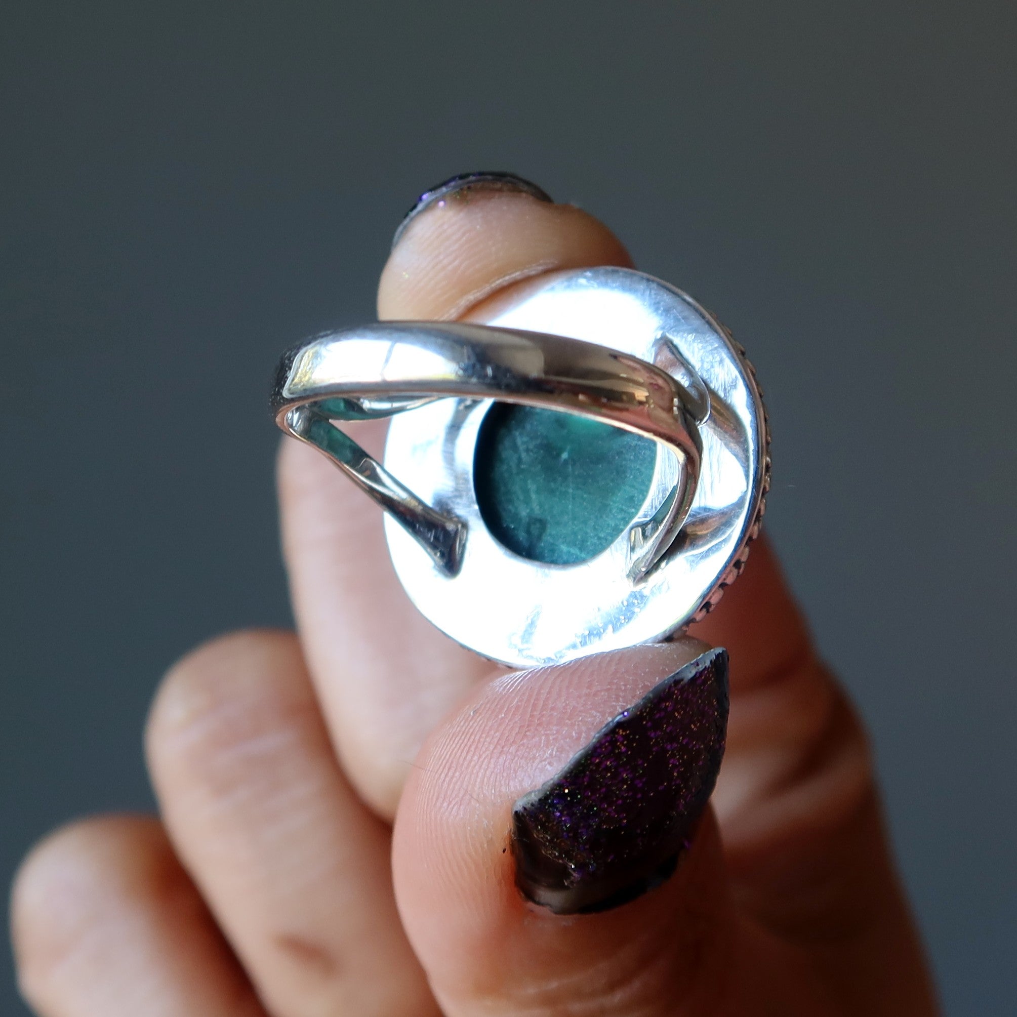Malachite Ring Super Swirl Sterling Silver Size 8.5