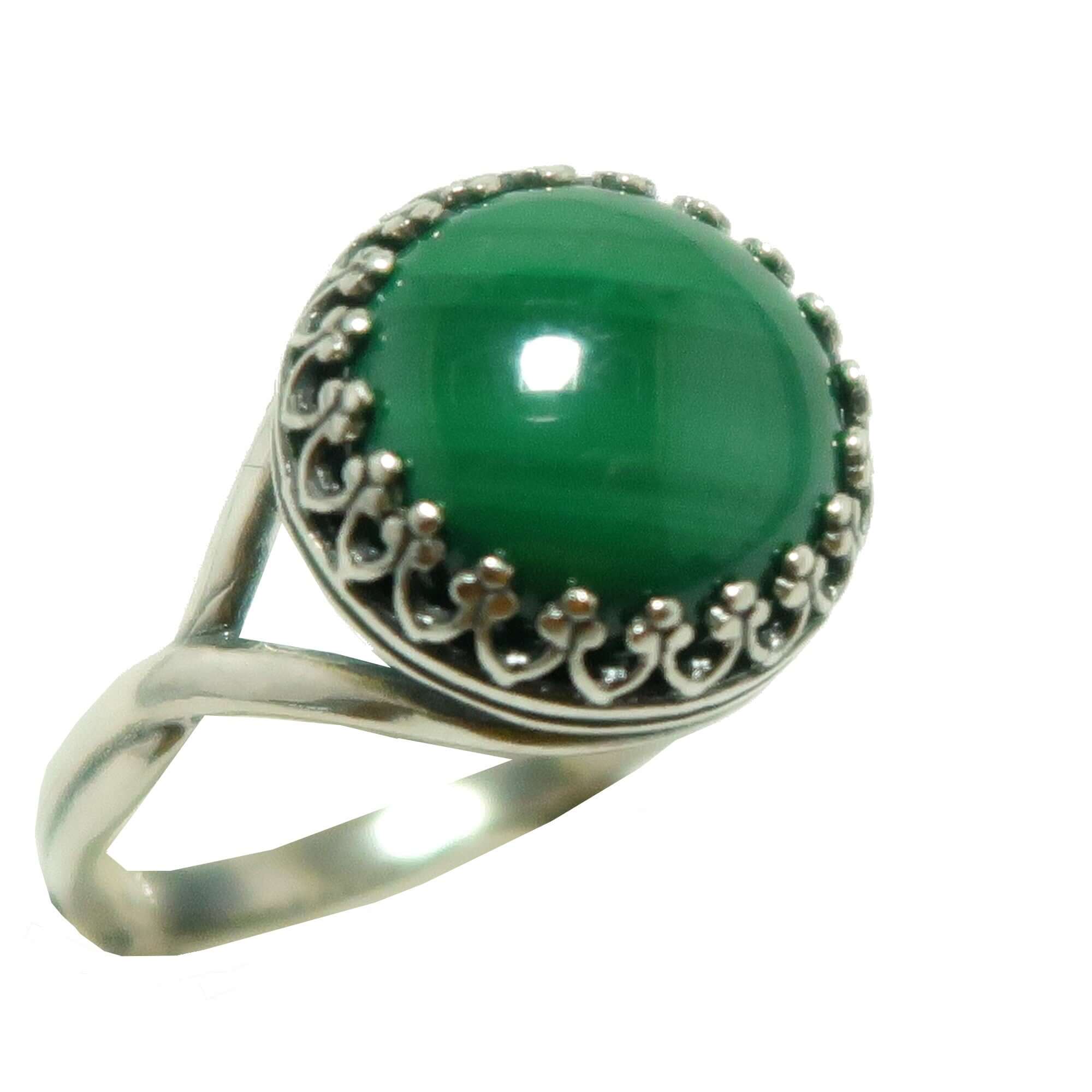 Malachite Ring Majesty Sterling Silver Adjustable