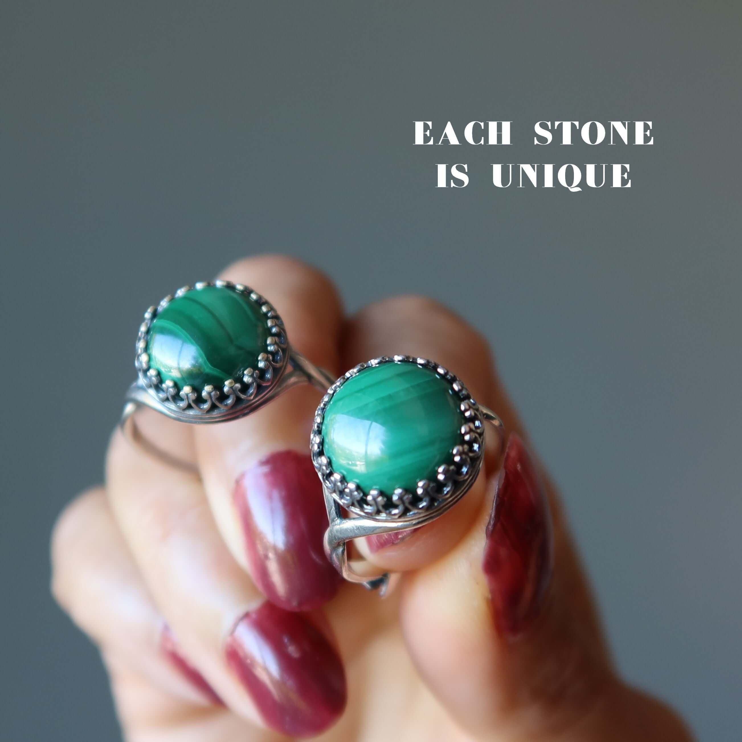 Malachite Ring Majesty Sterling Silver Adjustable