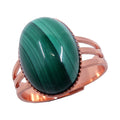 Bague en Malachite Pierre d'Amour Réglable en Cuivre