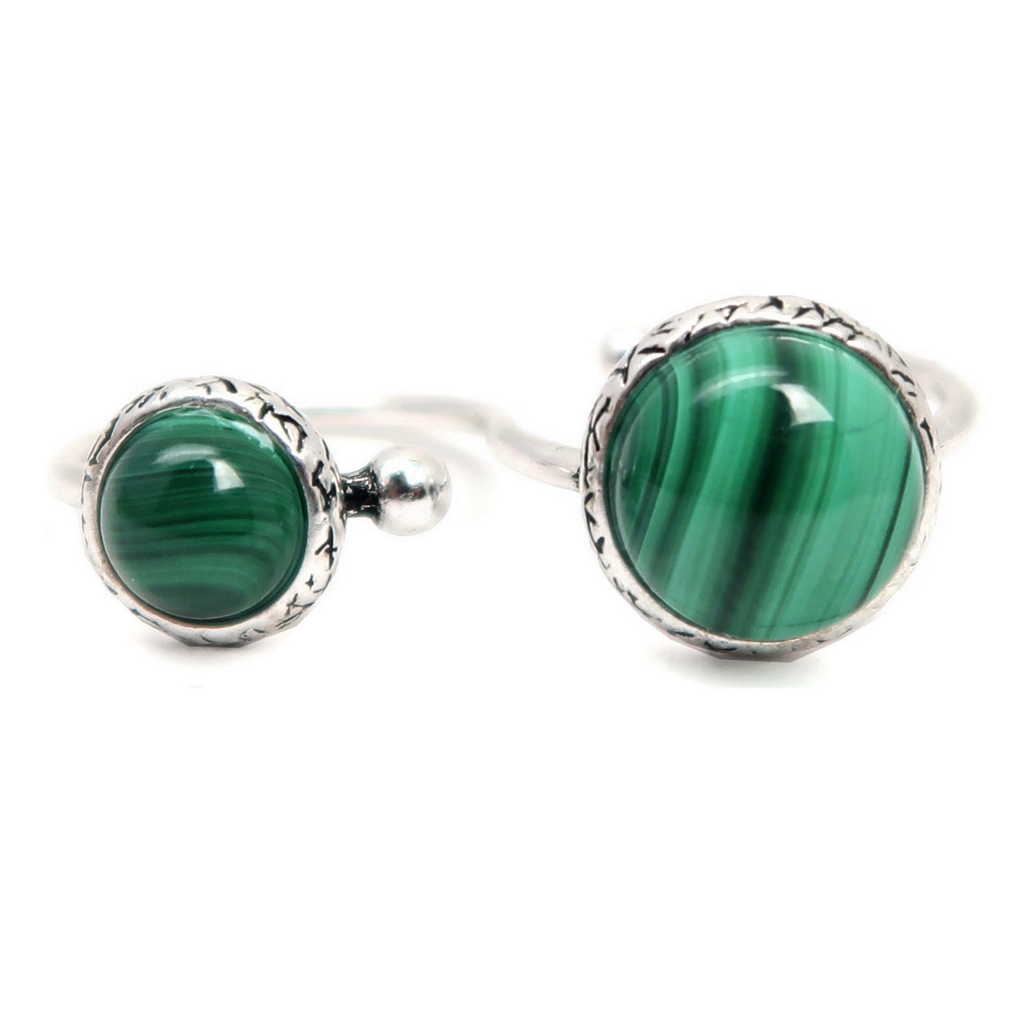 Malachit-Ring grüner Edelstein Doppel-Schlagring