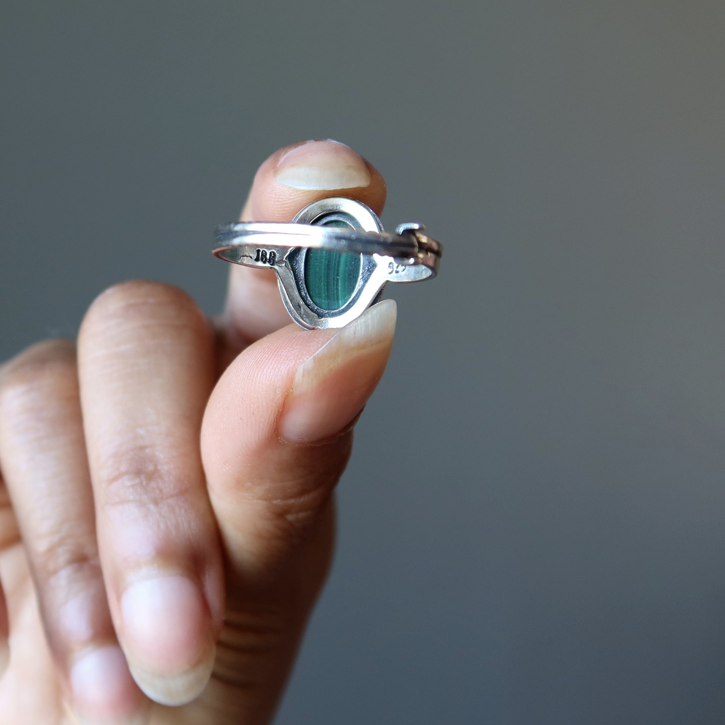 Malachite Ring Green Grace Sterling Silver Adjustable