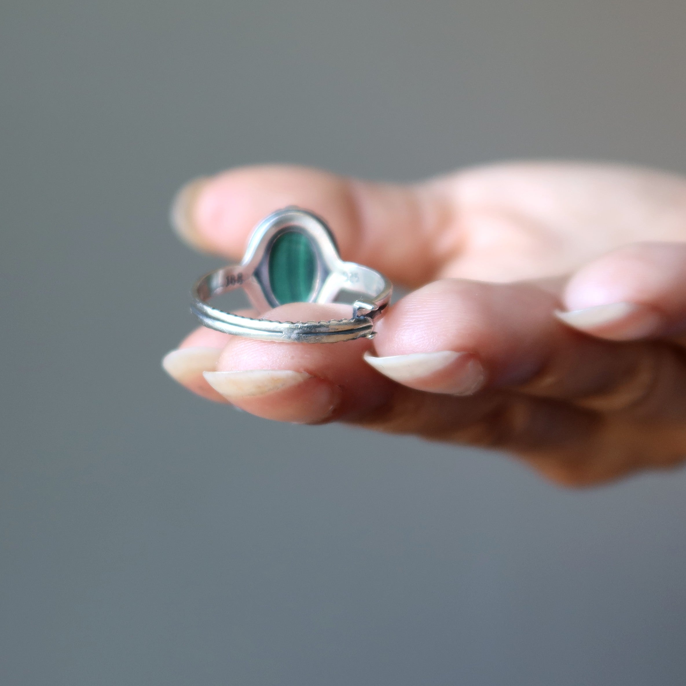 Malachite Ring Green Grace Sterling Silver Adjustable