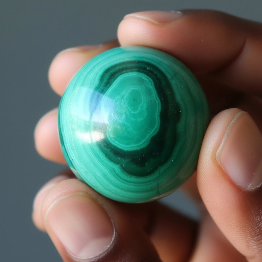 Malachite Sphere Green Bullseye Power Crystal Ball