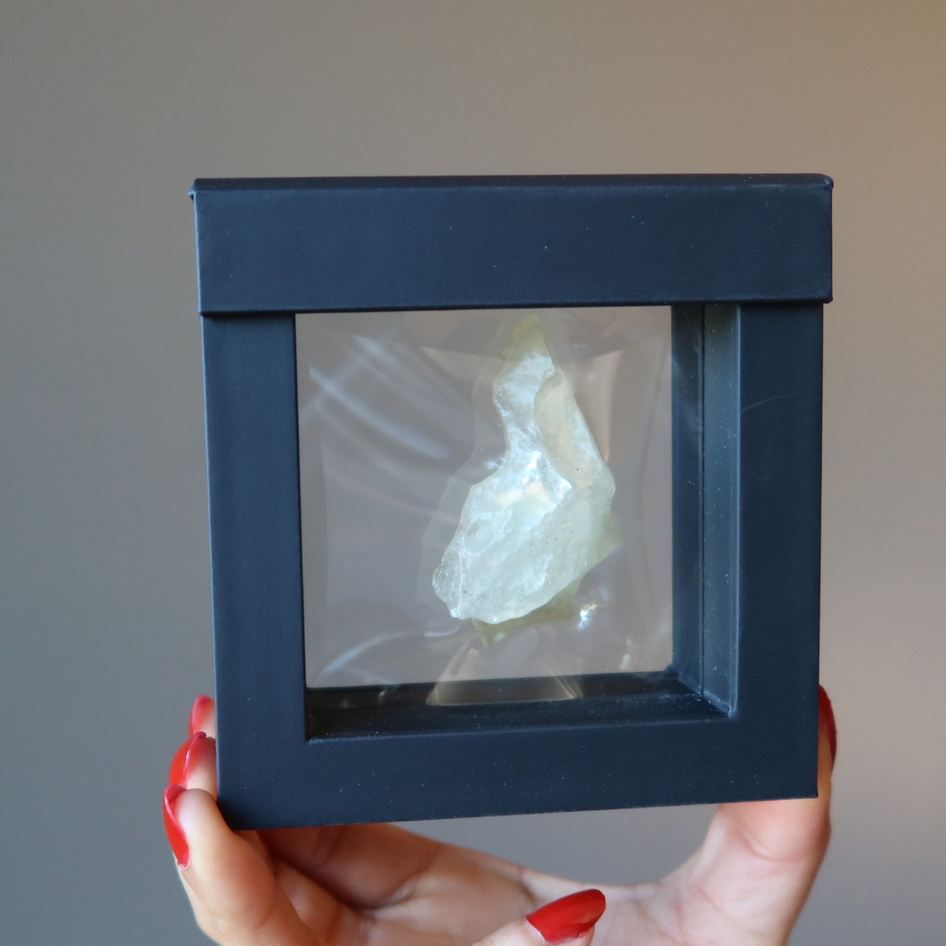 Dauphin en verre du désert de Libye, météorite en impactite jaune dans l'espace