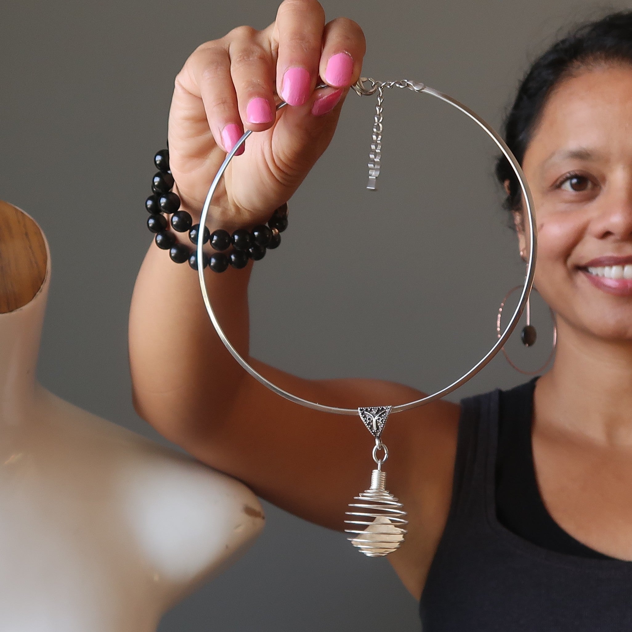 Libyan Desert Glass Necklace Sun Cage Silver Choker