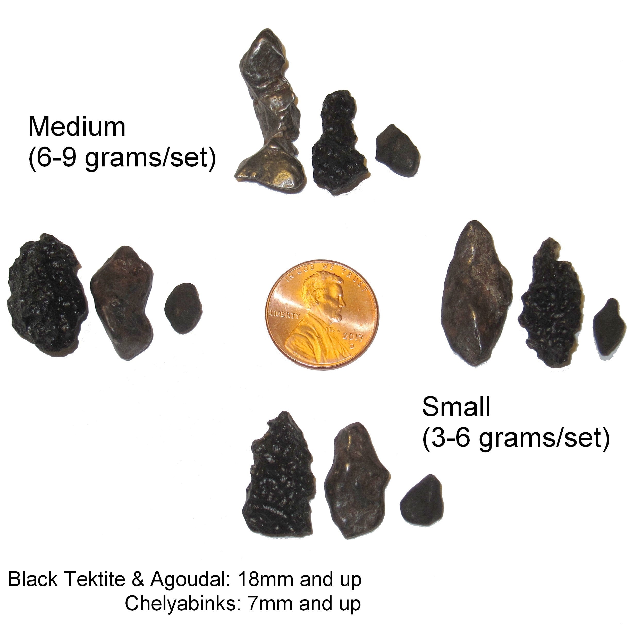 Meteorite Set Black Tektite Agoudal Chelyabinsk Gifts