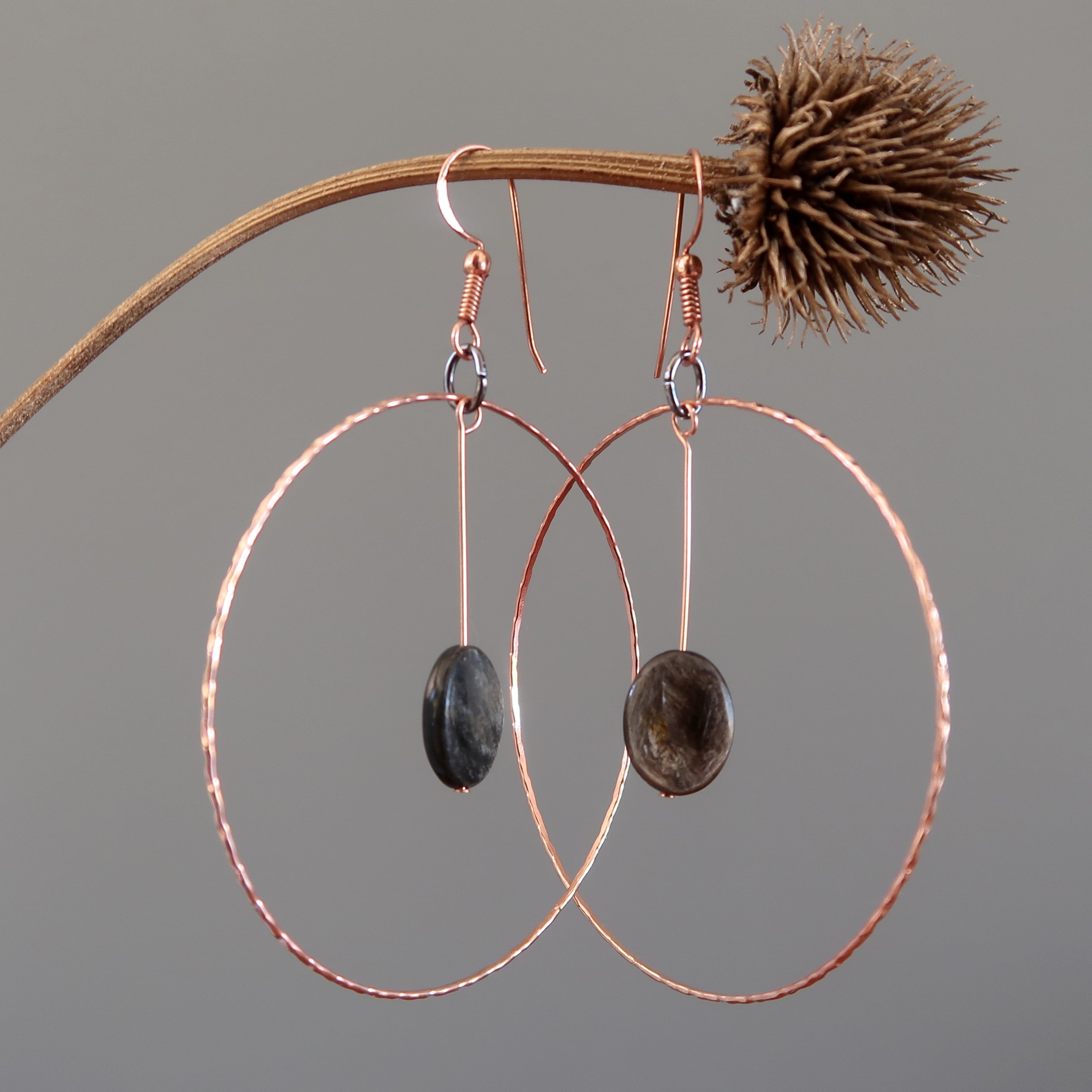 Mica Earrings Big Hoop Protection Crystals Copper